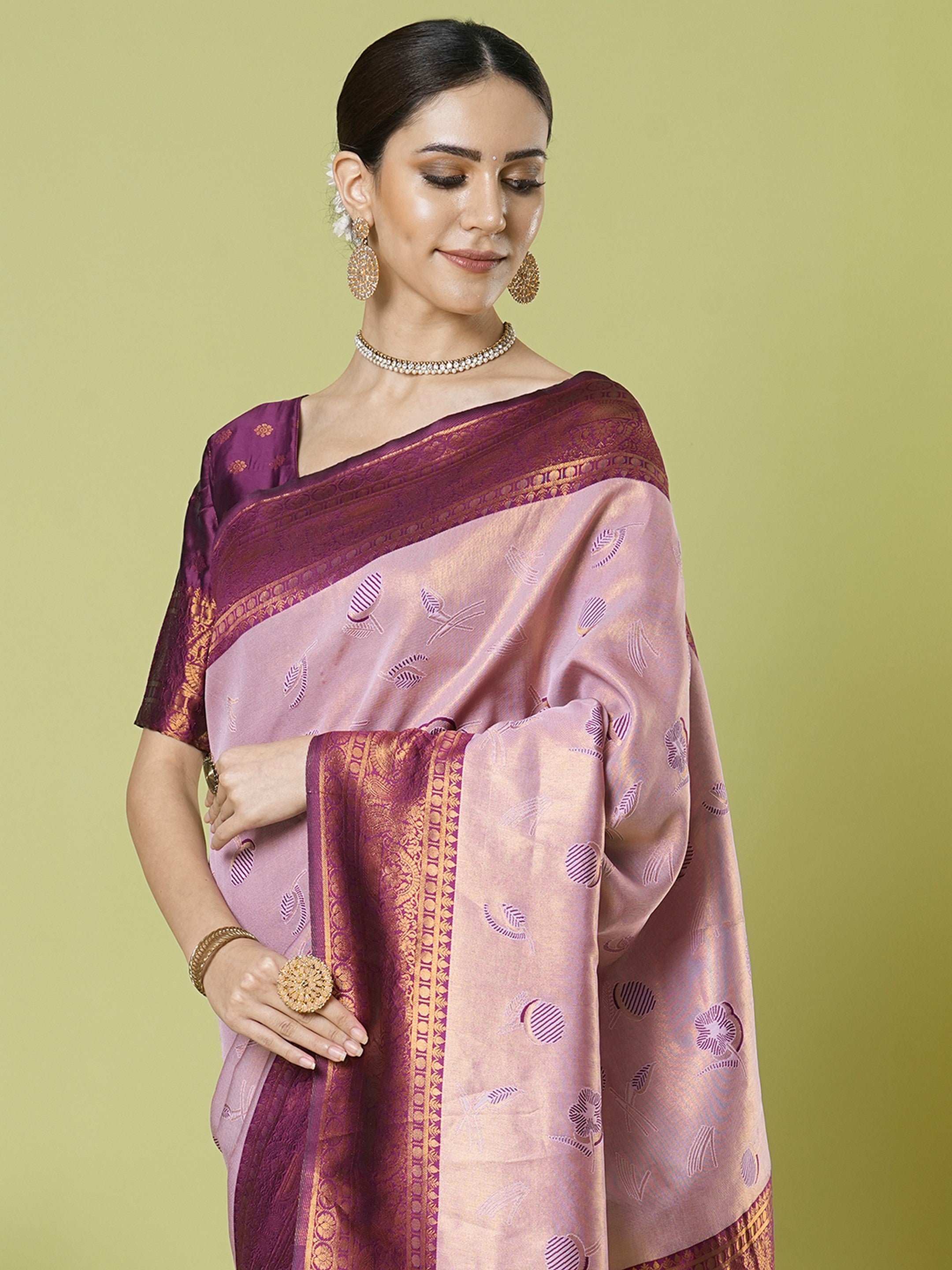 Pink Banarasi Silk Saree With Beautiful Jacquard Designer Work