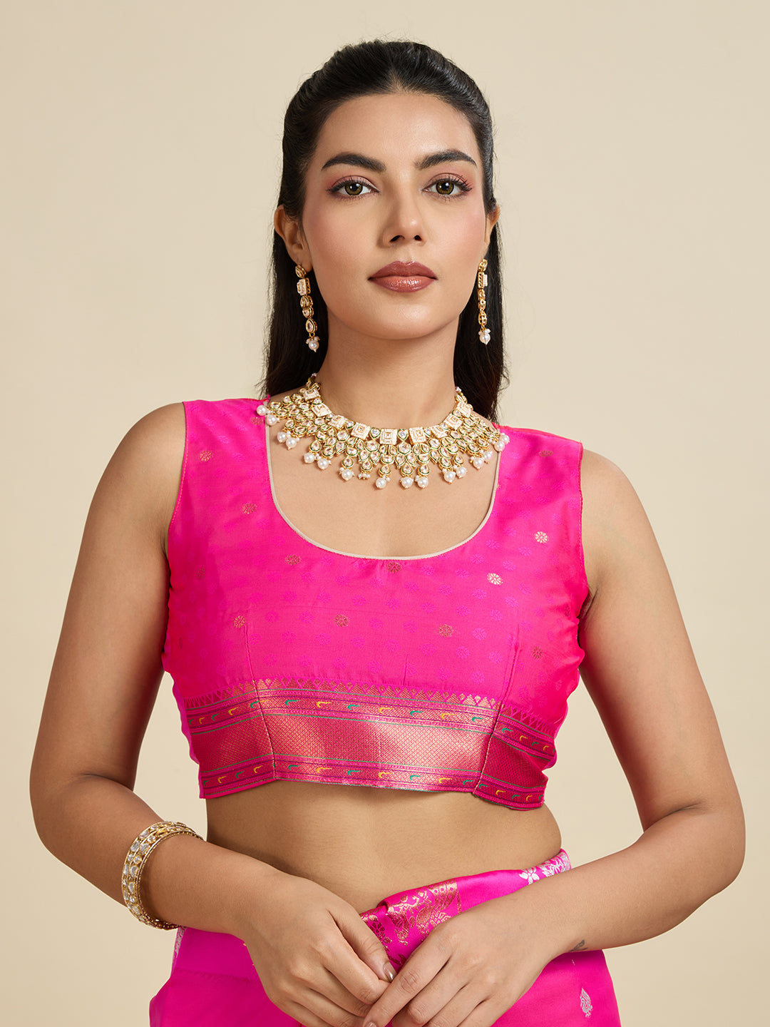 Pink Banarasi Silk Saree with Silver Butti and Paithani Pallu