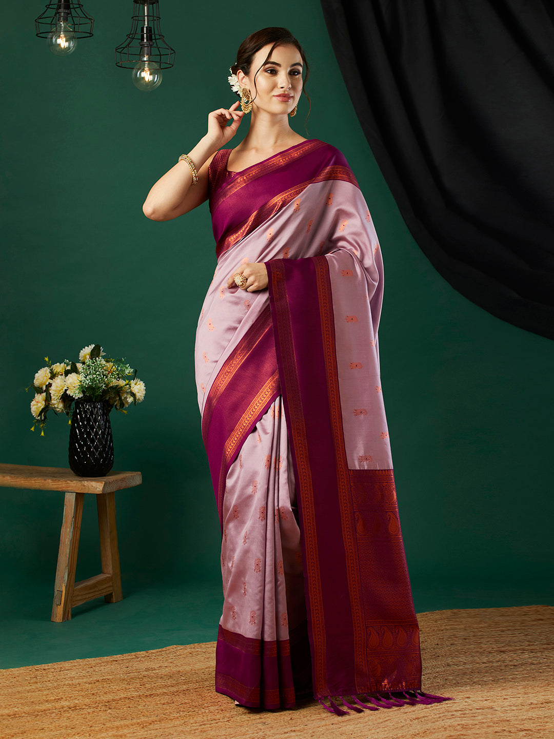 Pink Banarasi Silk Woven Jari Designer Heavy Looks Glamorous Ceremonial Saree