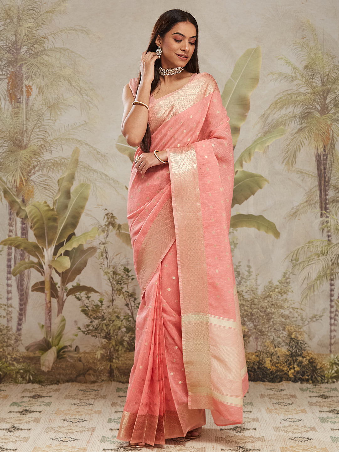 Pink Chanderi Cotton Woven Designer Ethnic Traditional Saree