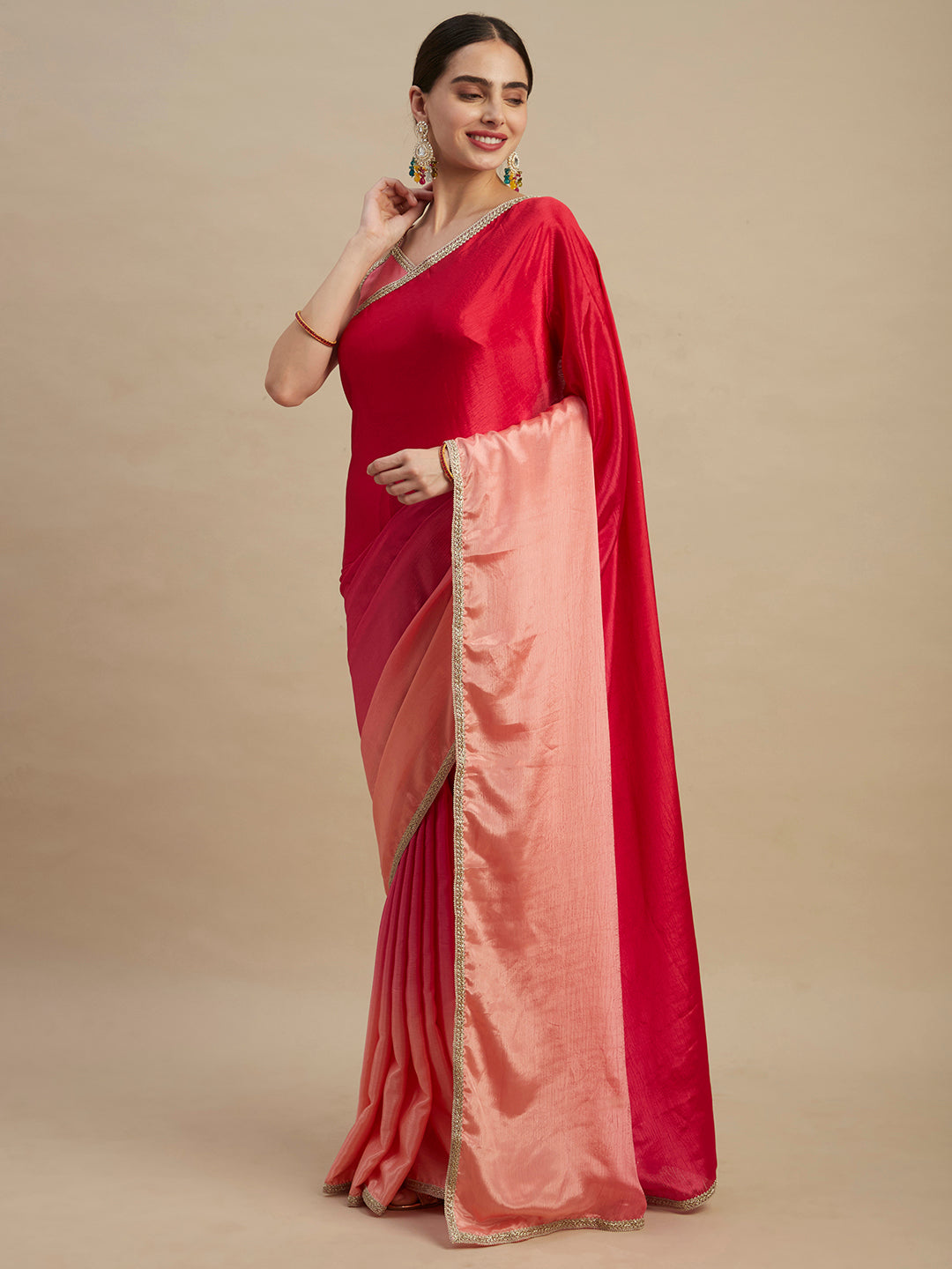 Pink Chinon Silk Designer Saree With Sequins Embroidery