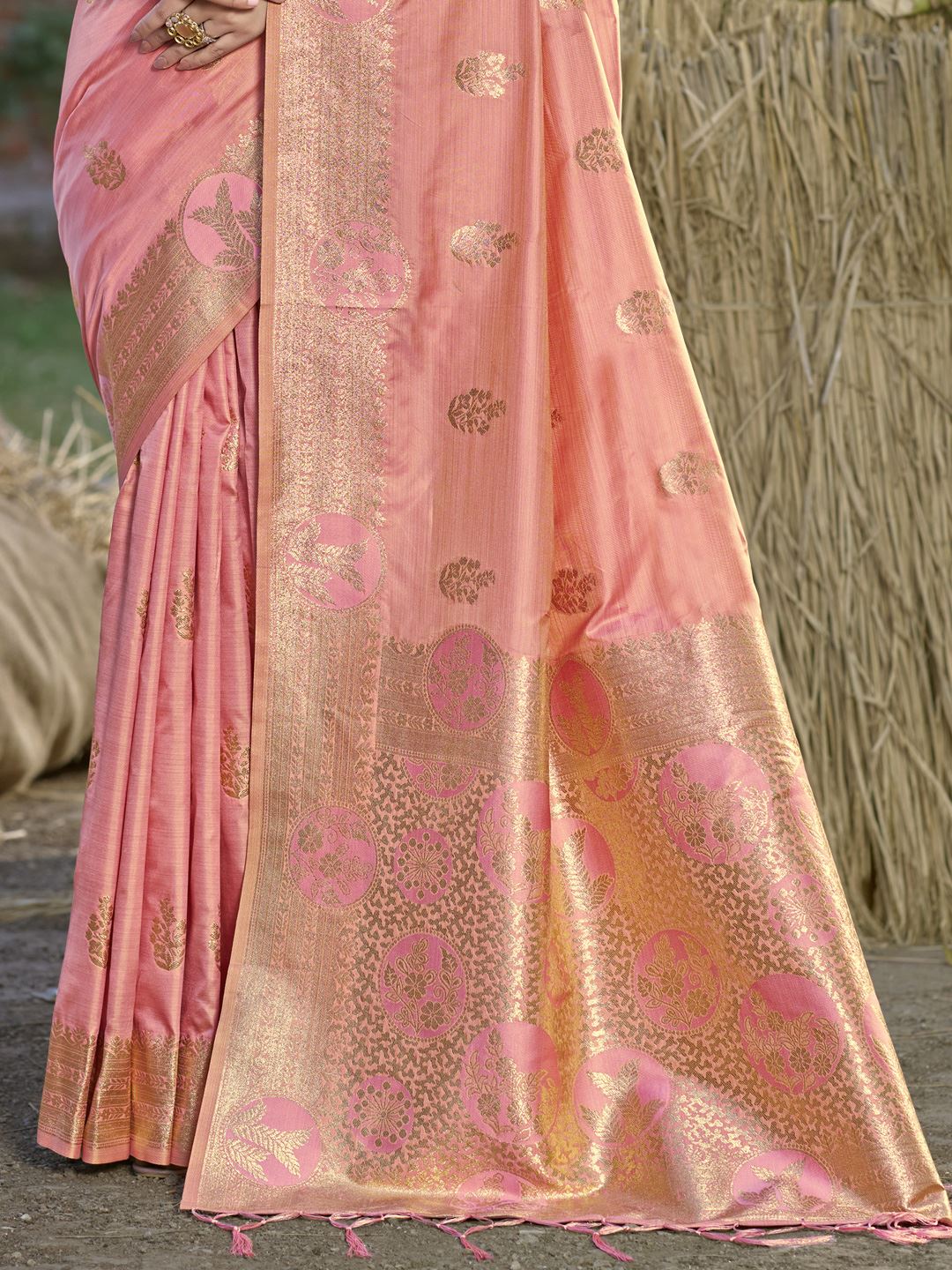 Pink Color Banarasi Silk Traditional Wear Saree