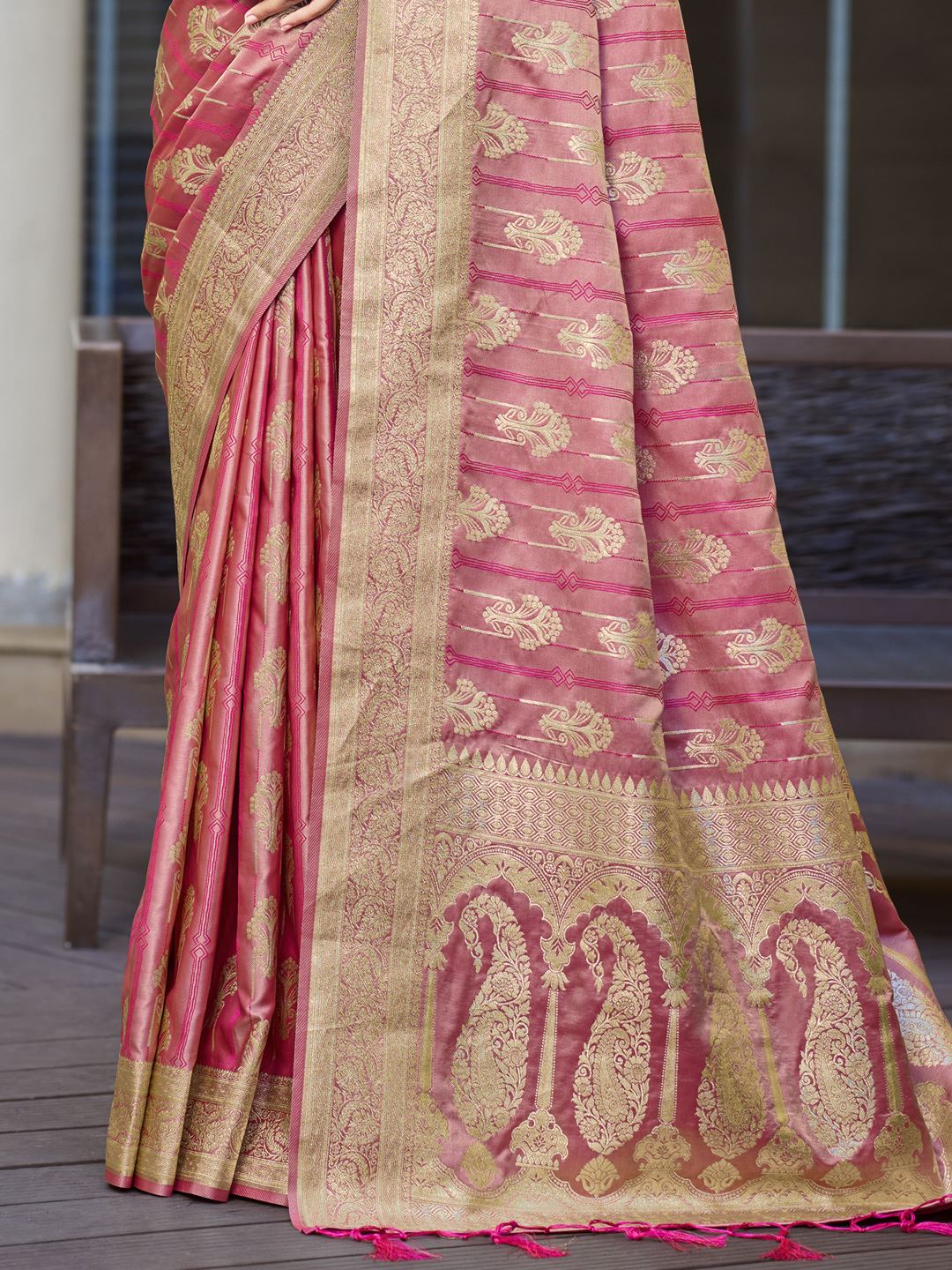 Pink Color Satin Silk Classic Saree