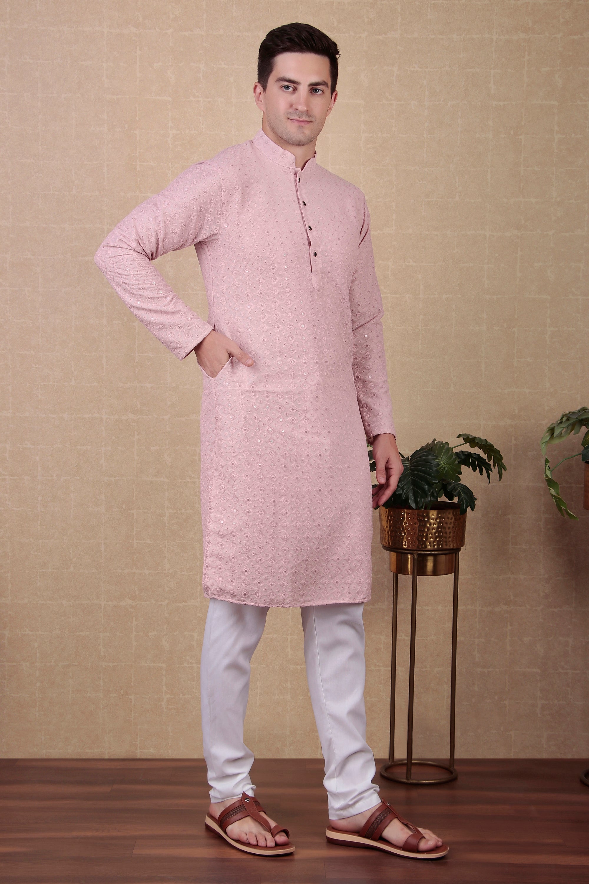 Pink Color Sequins Embroidered Bollywood Style Kurta Payjama Set – Stylish and Vibrant