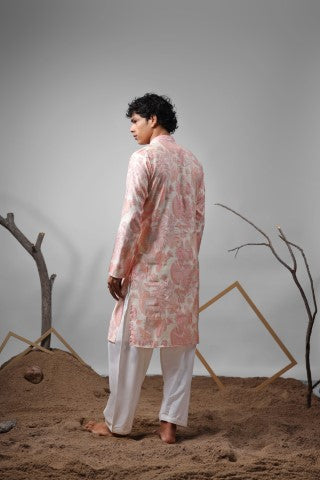 Pink Designer Printed Modal Stylish Kurta Pajama