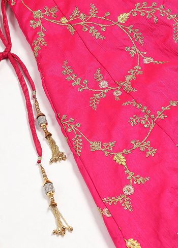Pink Embroidery Mulberry Silk Wedding Lehenga Choli