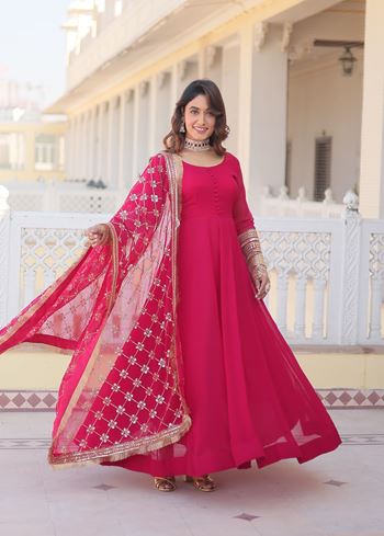 Pink Faux Blooming Suit With Embroidered Multi-Sequins work