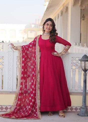 Pink Faux Blooming Suit With Embroidered Multi-Sequins work