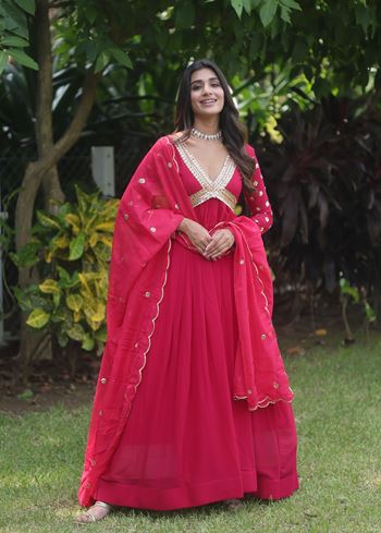 Pink Faux Blooming Suit With Embroidery Zari Sequins-work