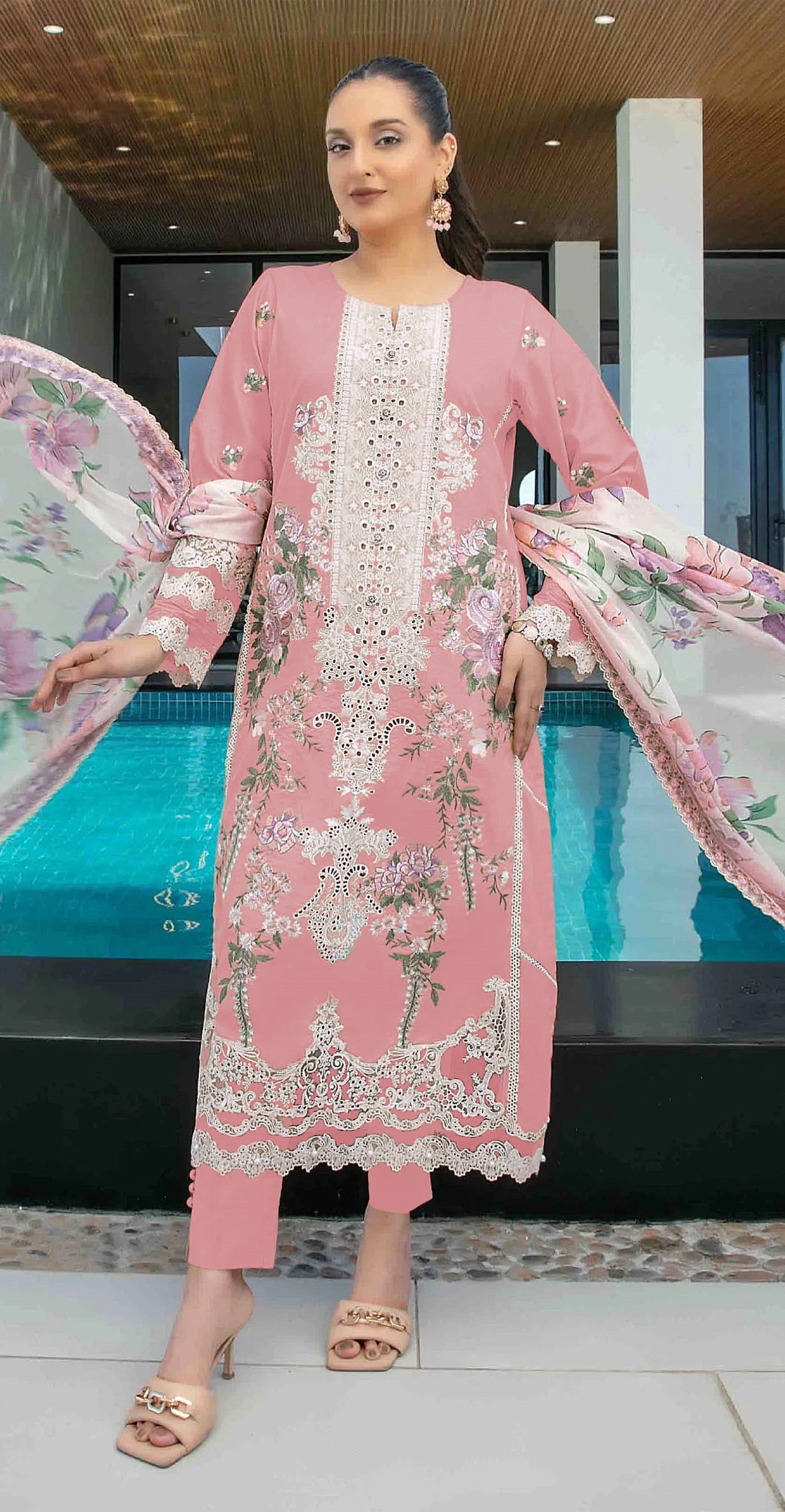 Pink Heavy Designer Suit With Heavy Embroidery Work