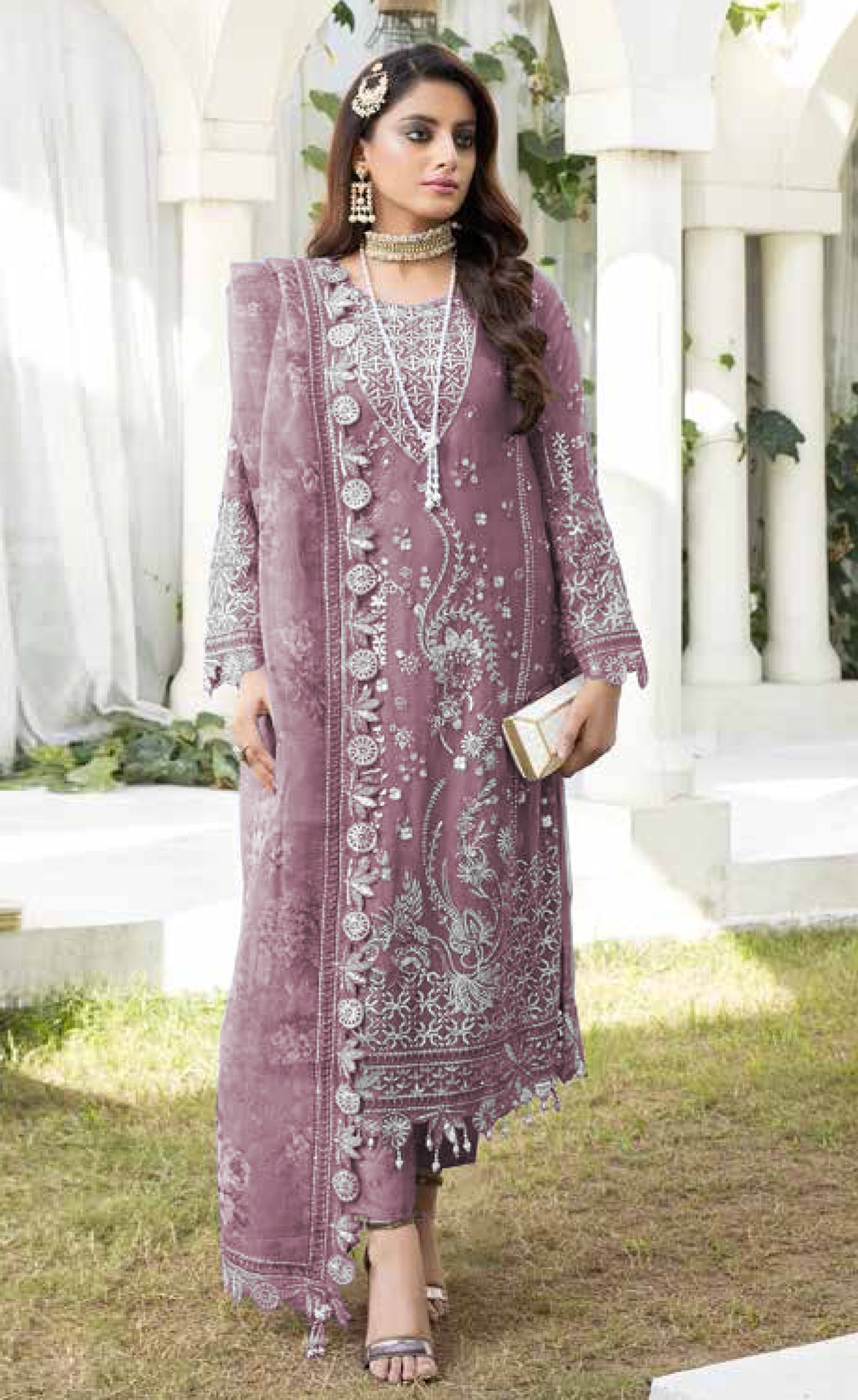 Pink Heavy Designer Suit With Heavy Embroidery Work