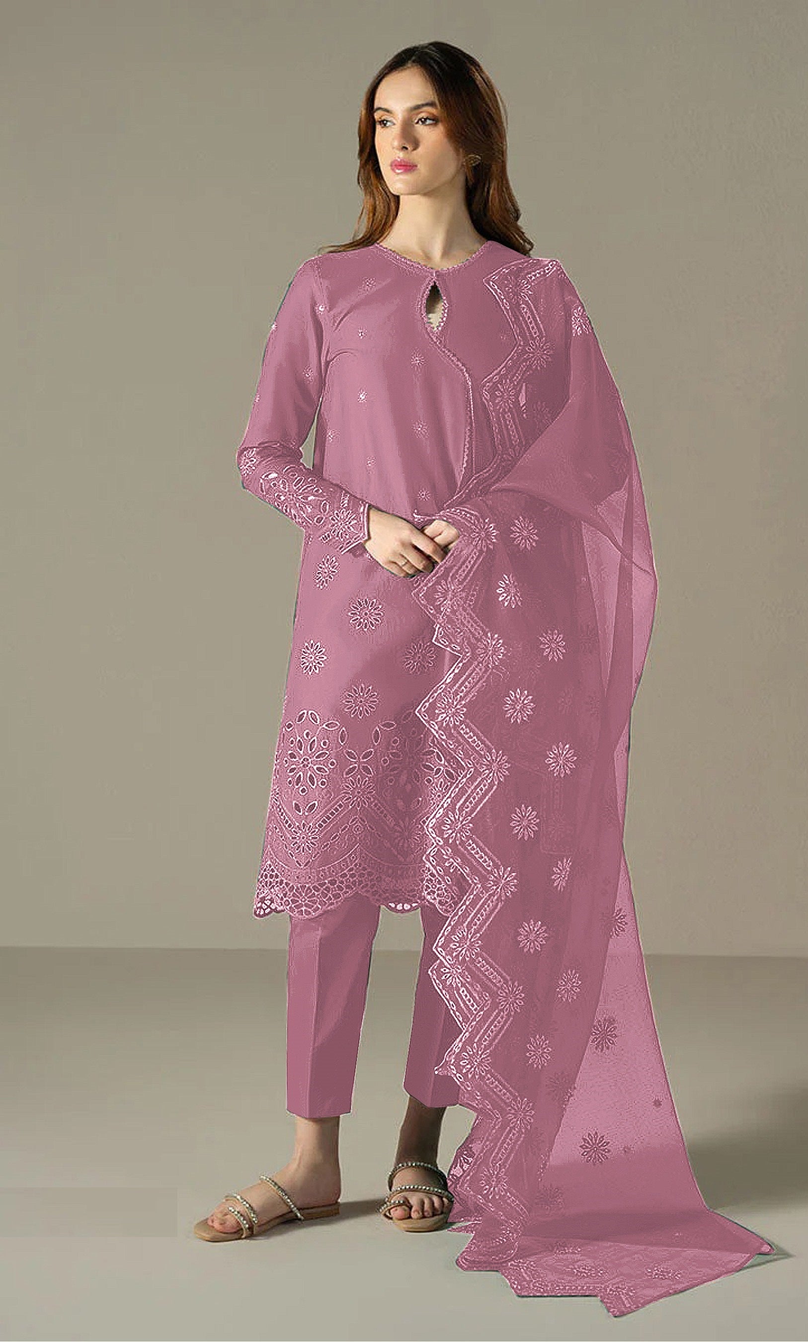 Pink Heavy Designer Suit With Heavy Embroidery Work