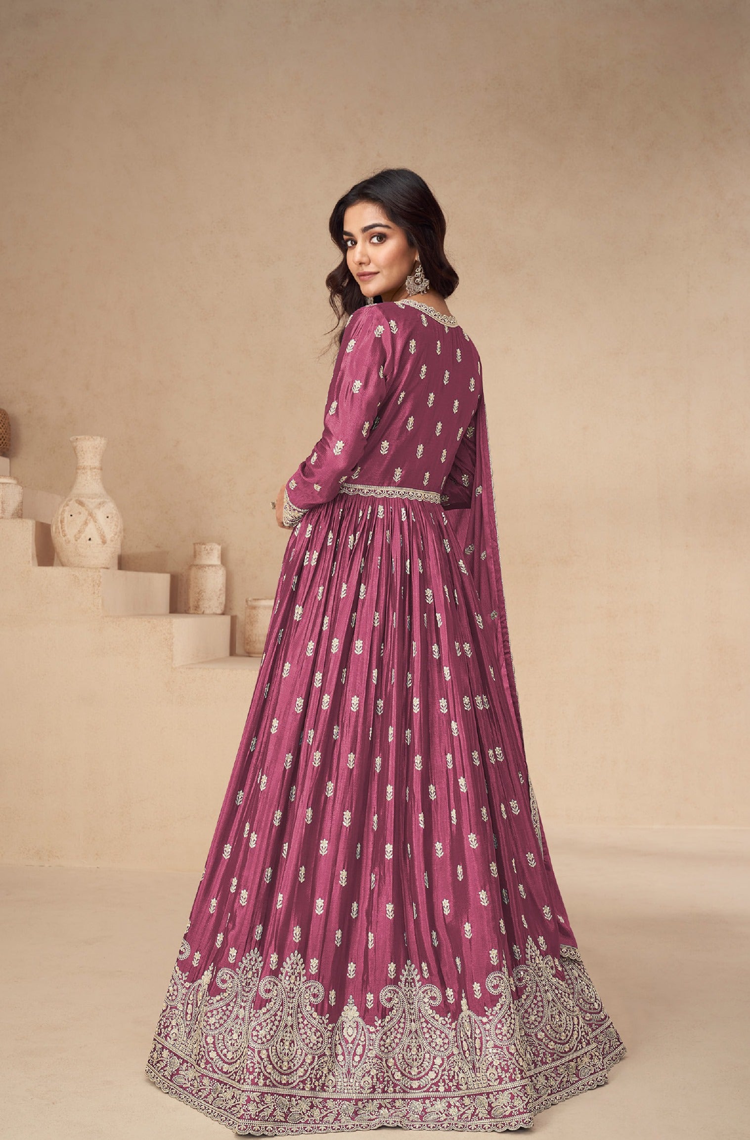 Pink Heavy Designer Suit With Heavy Embroidery Work