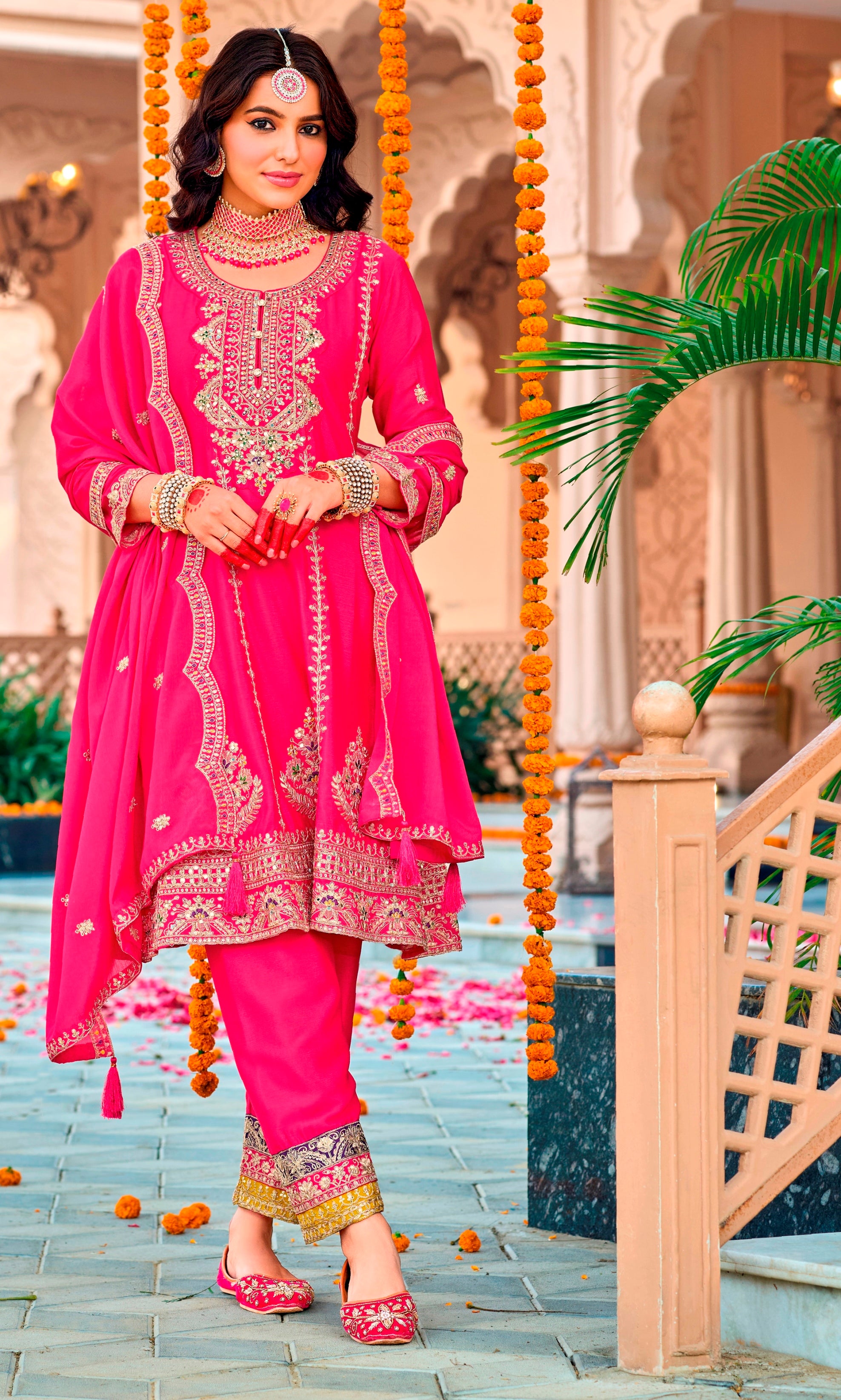 Pink Heavy Designer Suit With Heavy Embroidery Work