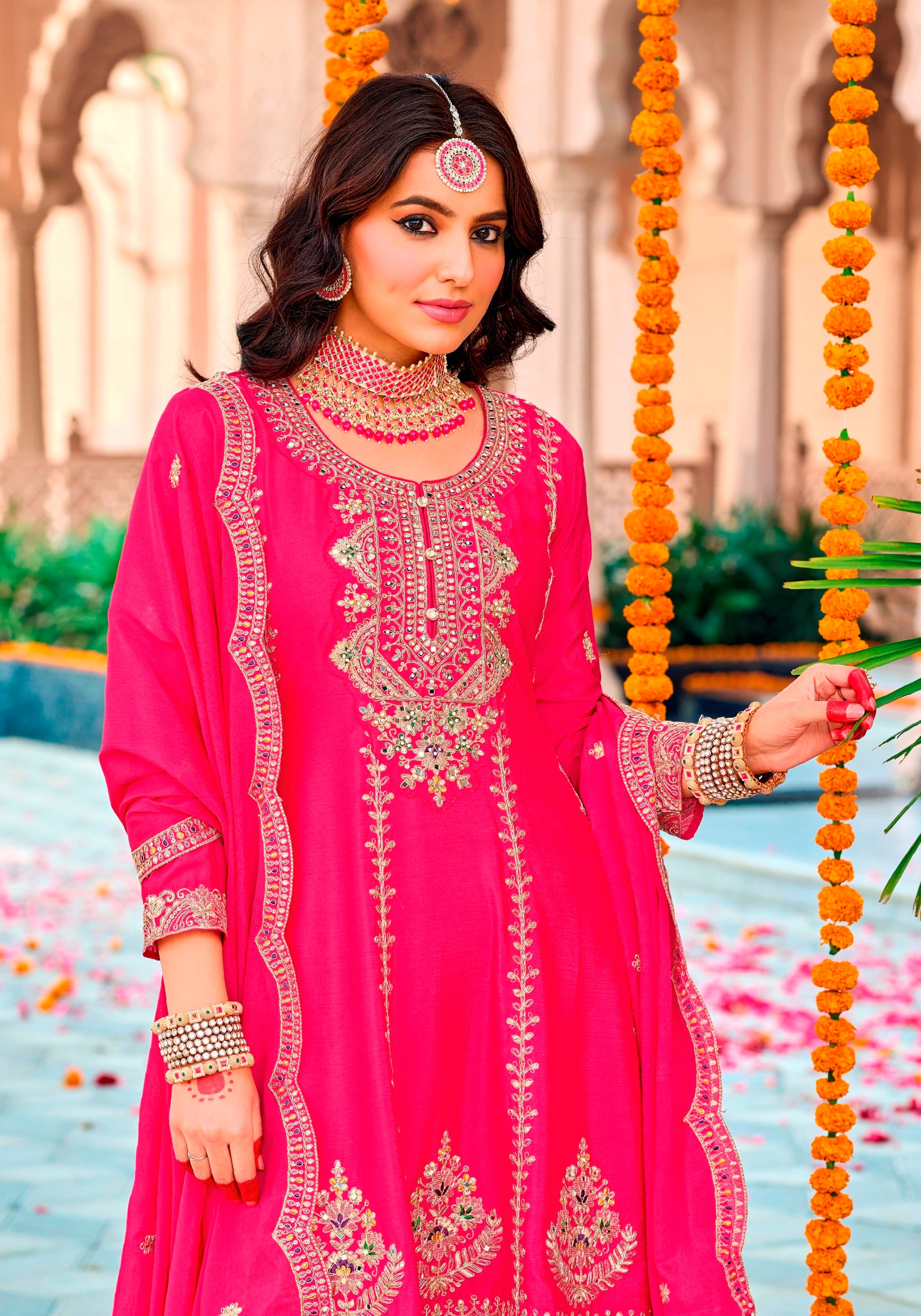 Pink Heavy Designer Suit With Heavy Embroidery Work