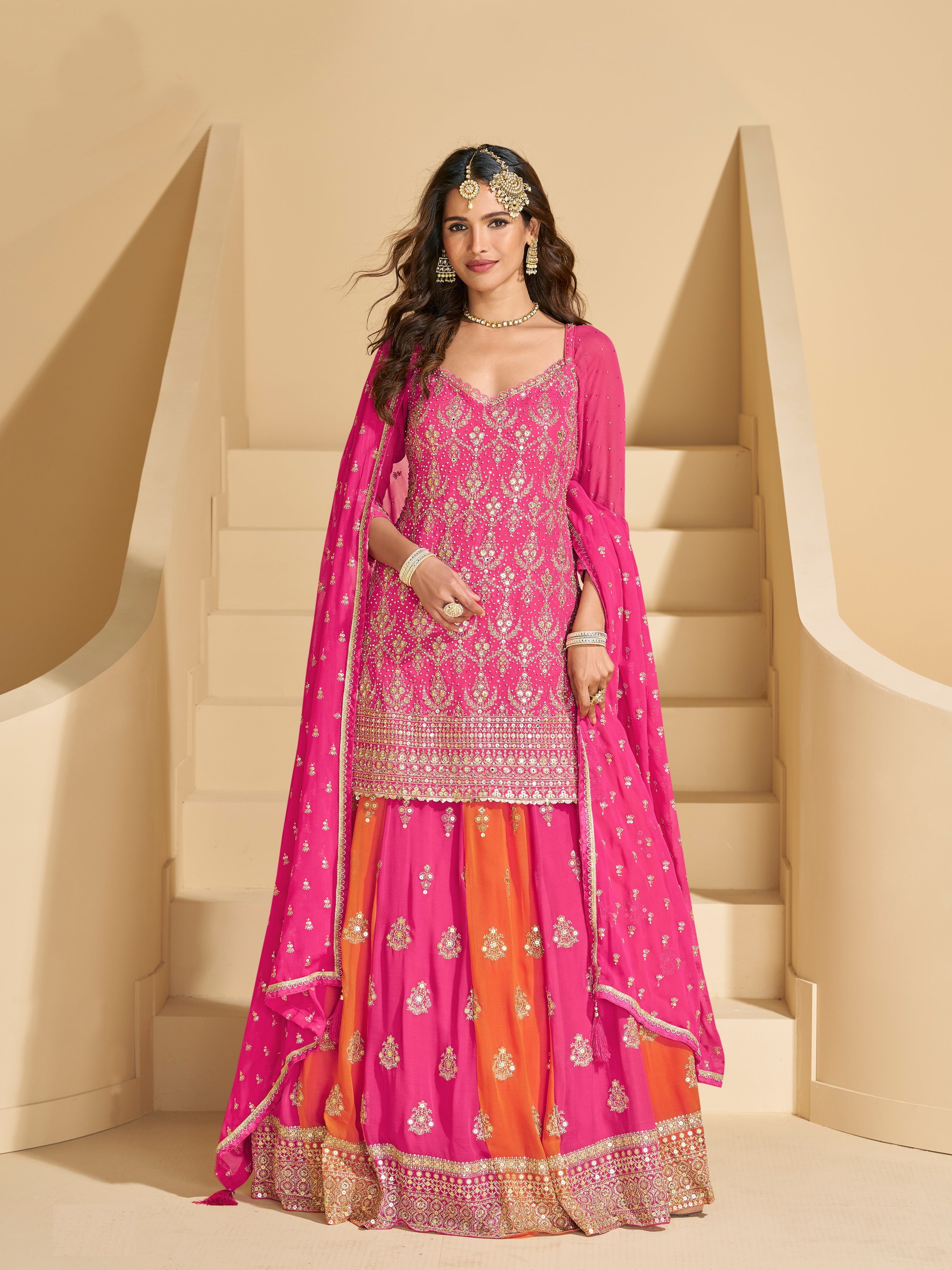 Pink Heavy Designer Suit With Heavy Embroidery Work