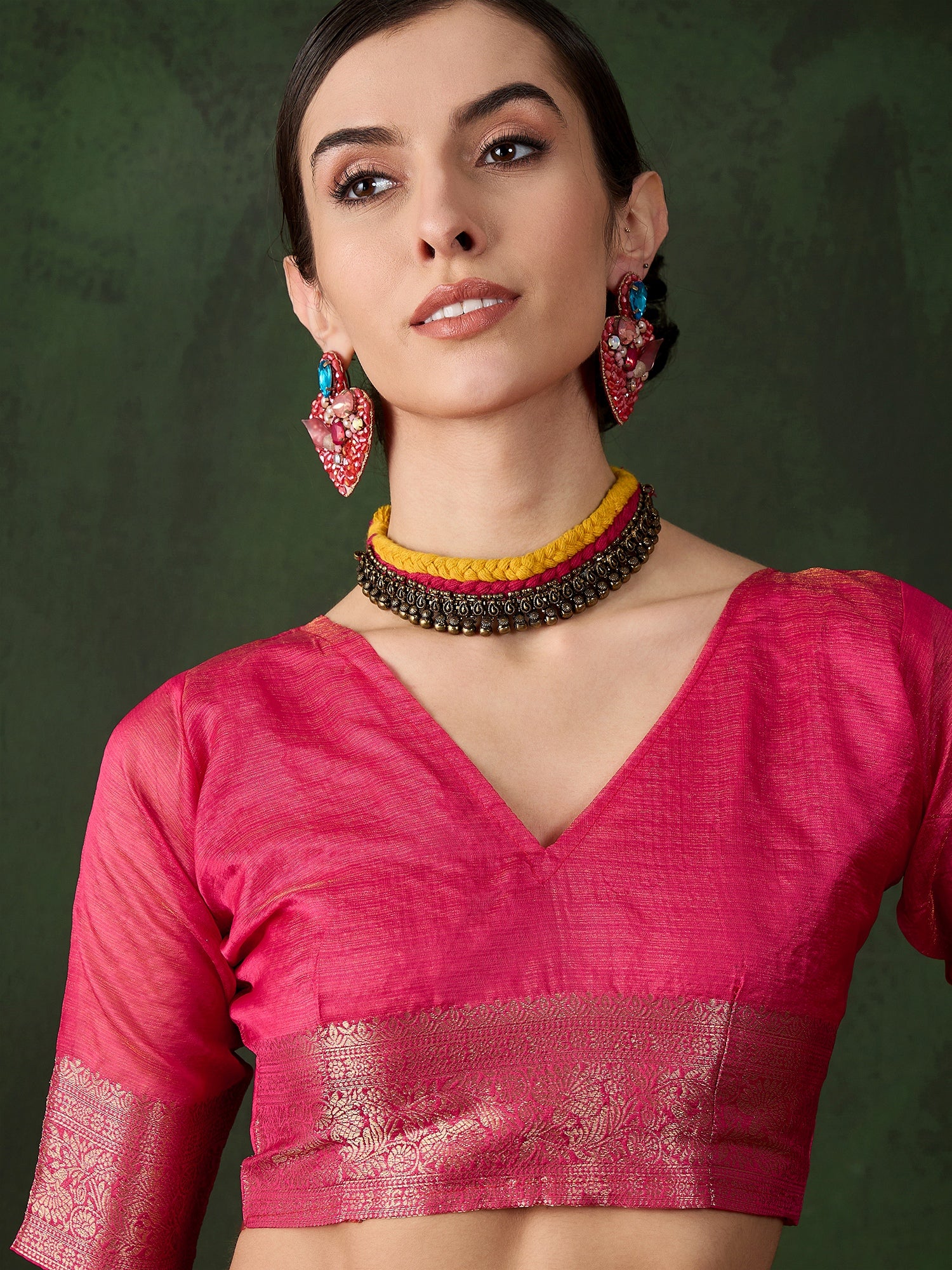 Pink Khadi Organza Woven Jacquard Designer Traditional Festive Wear Saree