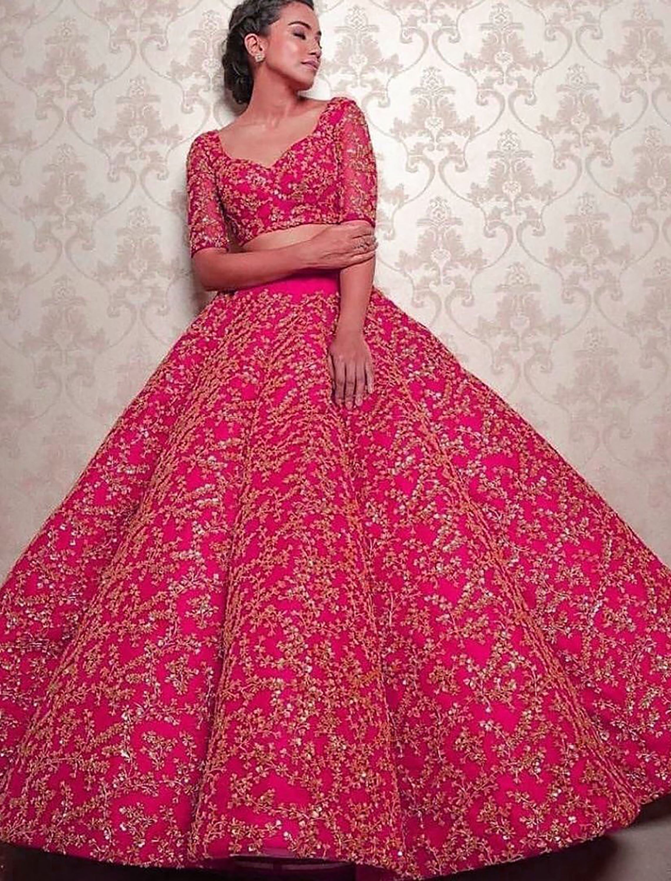Pink Lehenga Choli With 3Mm Sequence With Coding Dori Embroidery Work