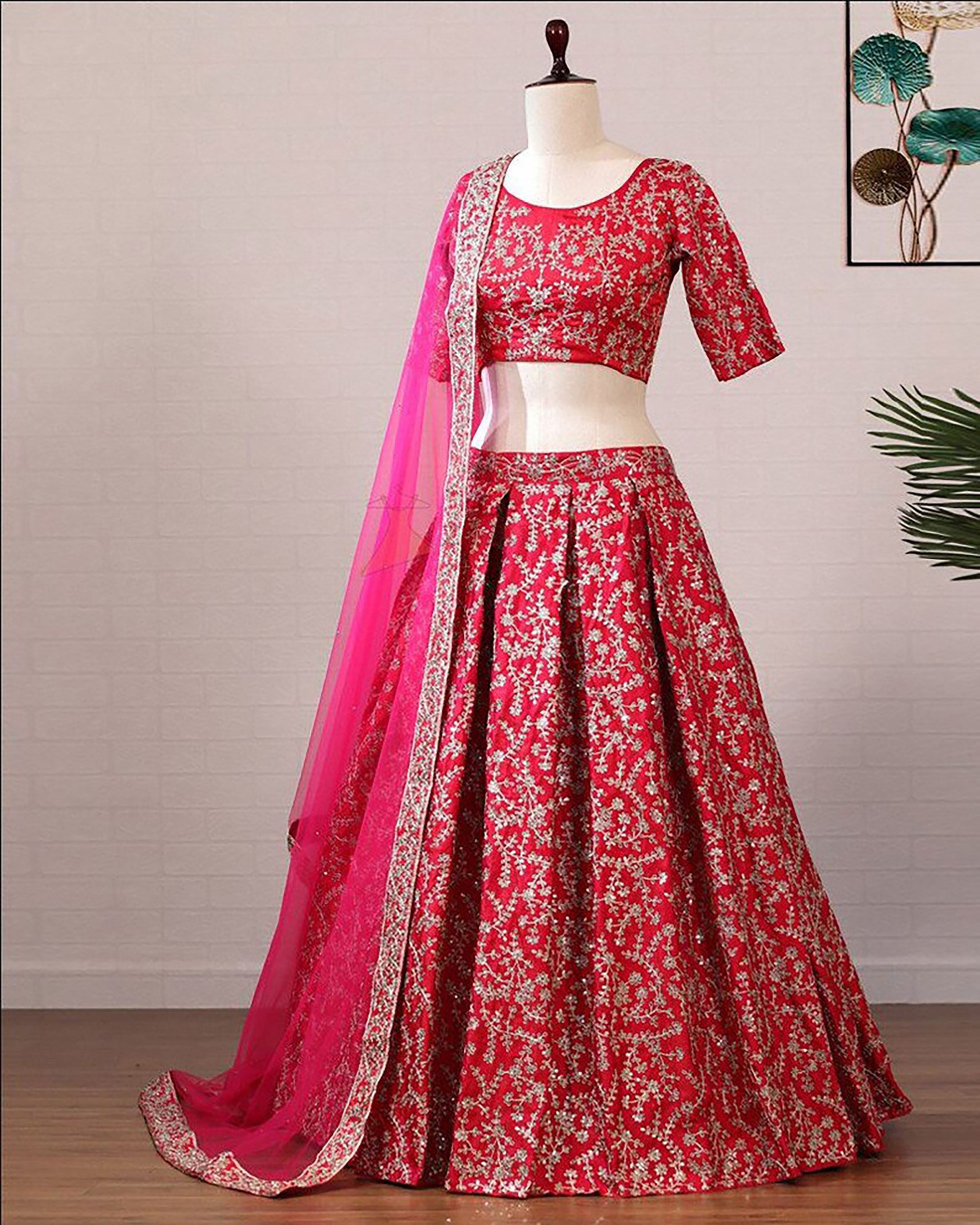 Pink Lehenga Choli With 3Mm Sequence With Coding Dori Embroidery Work