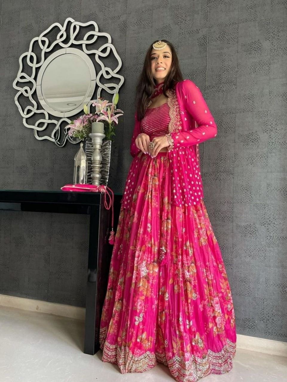 Pink Lehenga Choli With Embroidery Work
