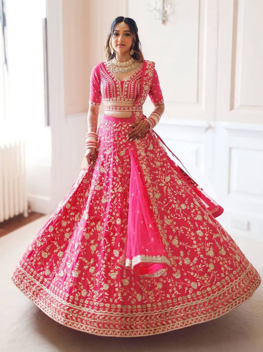 Pink Lehenga Choli With Embroidery Work