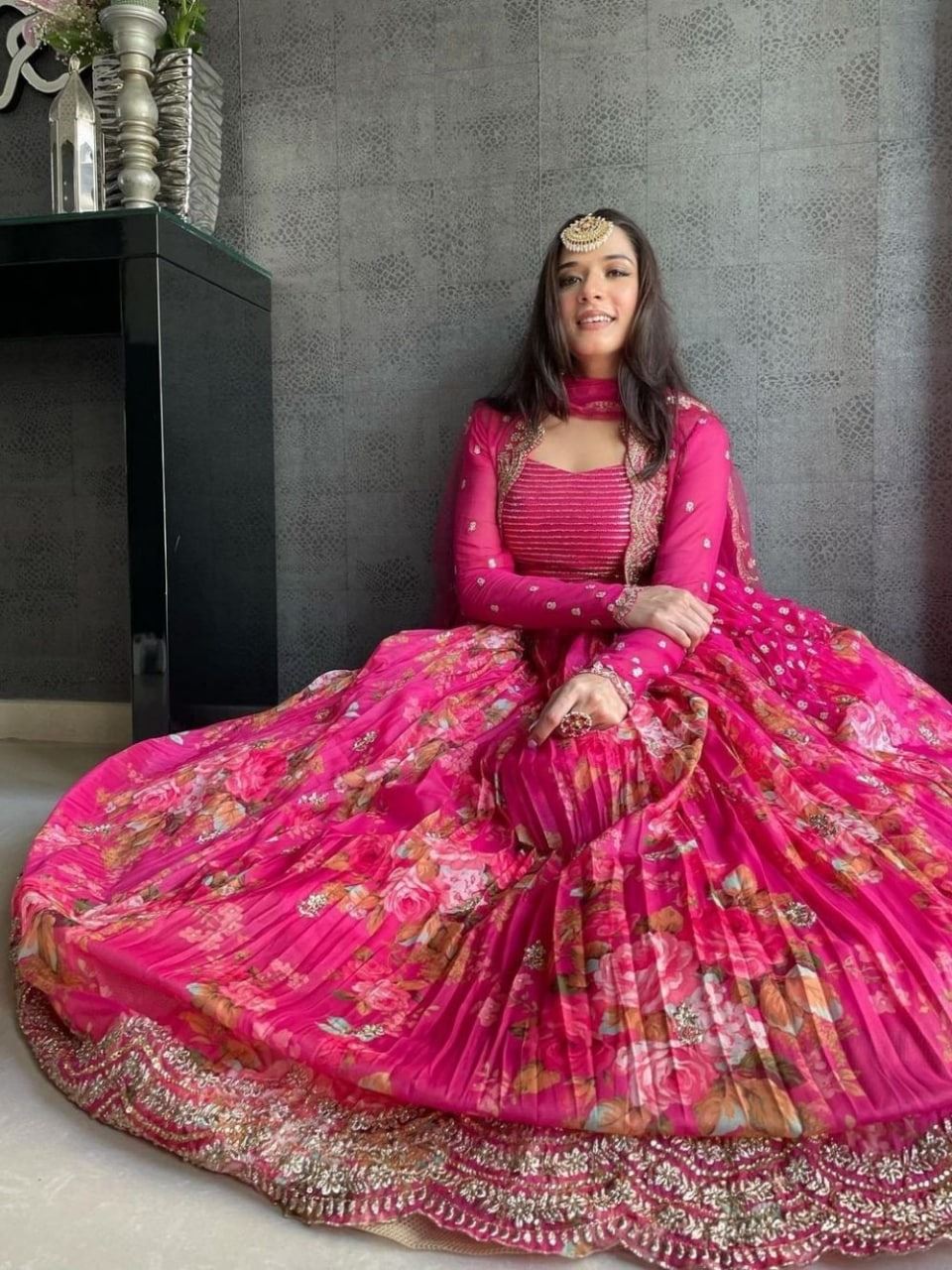 Pink Lehenga Choli With Embroidery Work