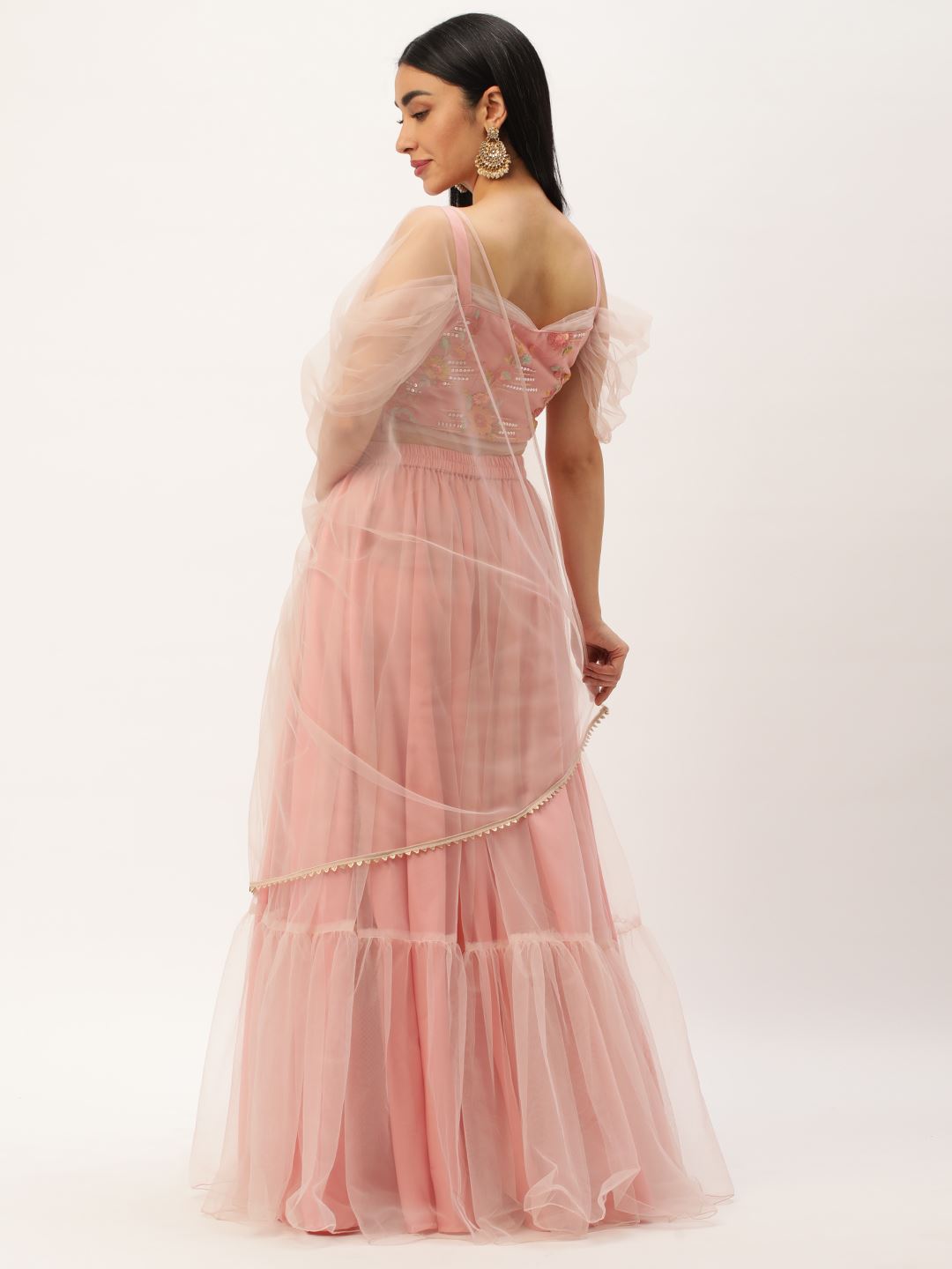 Pink Lehenga Choli with Thread Embroidery With Sequins Work