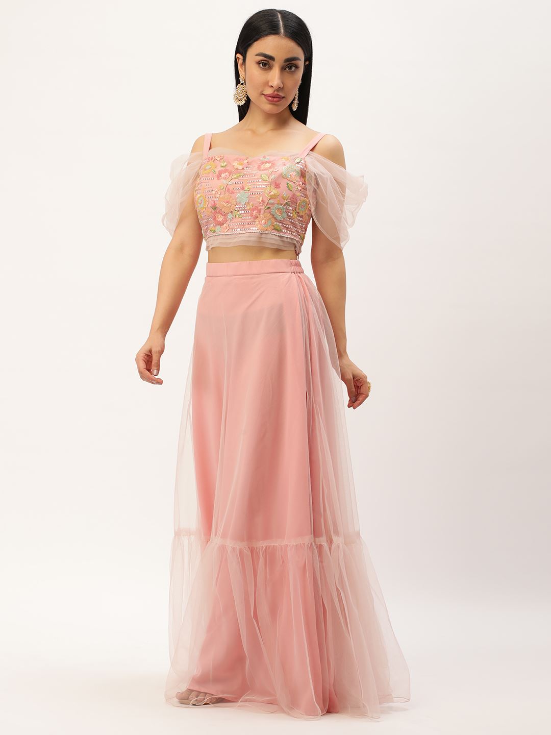 Pink Lehenga Choli with Thread Embroidery With Sequins Work