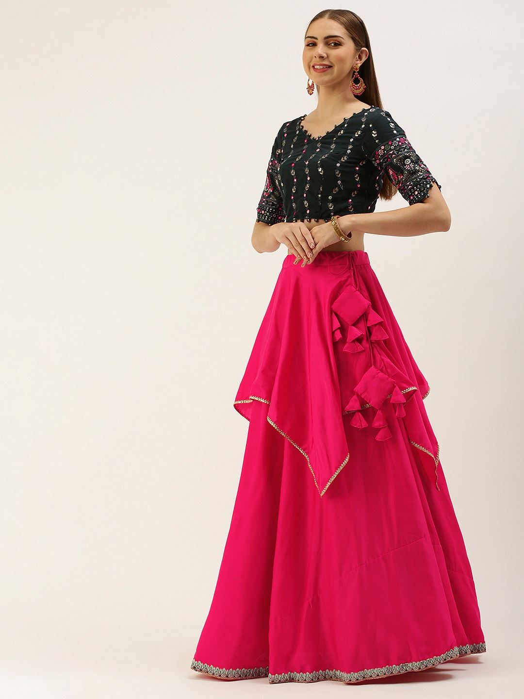 Pink Lehenga Choli with Thread Embroidery With Sequins Work
