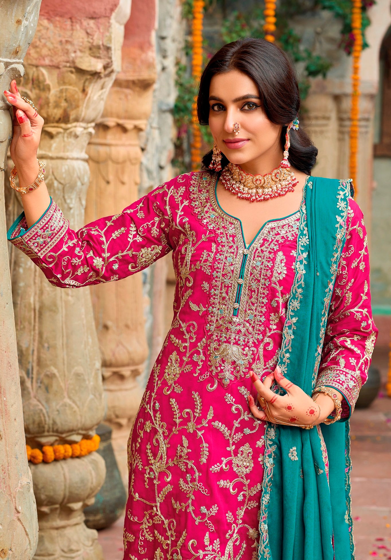 Pink Pakistani Salwar Suit With Heavy Embroidery Work