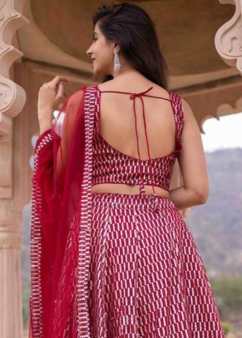 Pink Sequins Heavy Net Party Wear Lehenga Choli With Dupatta