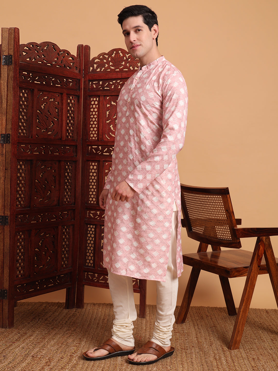 Pink Smart Printed Festive Wear Kurta