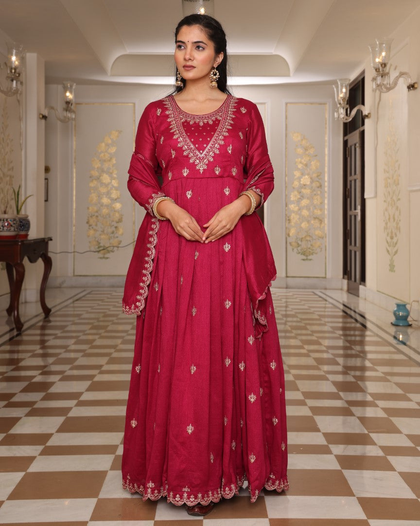 Pink Soft Silk Designer Suit Set With Sequin Embroidery