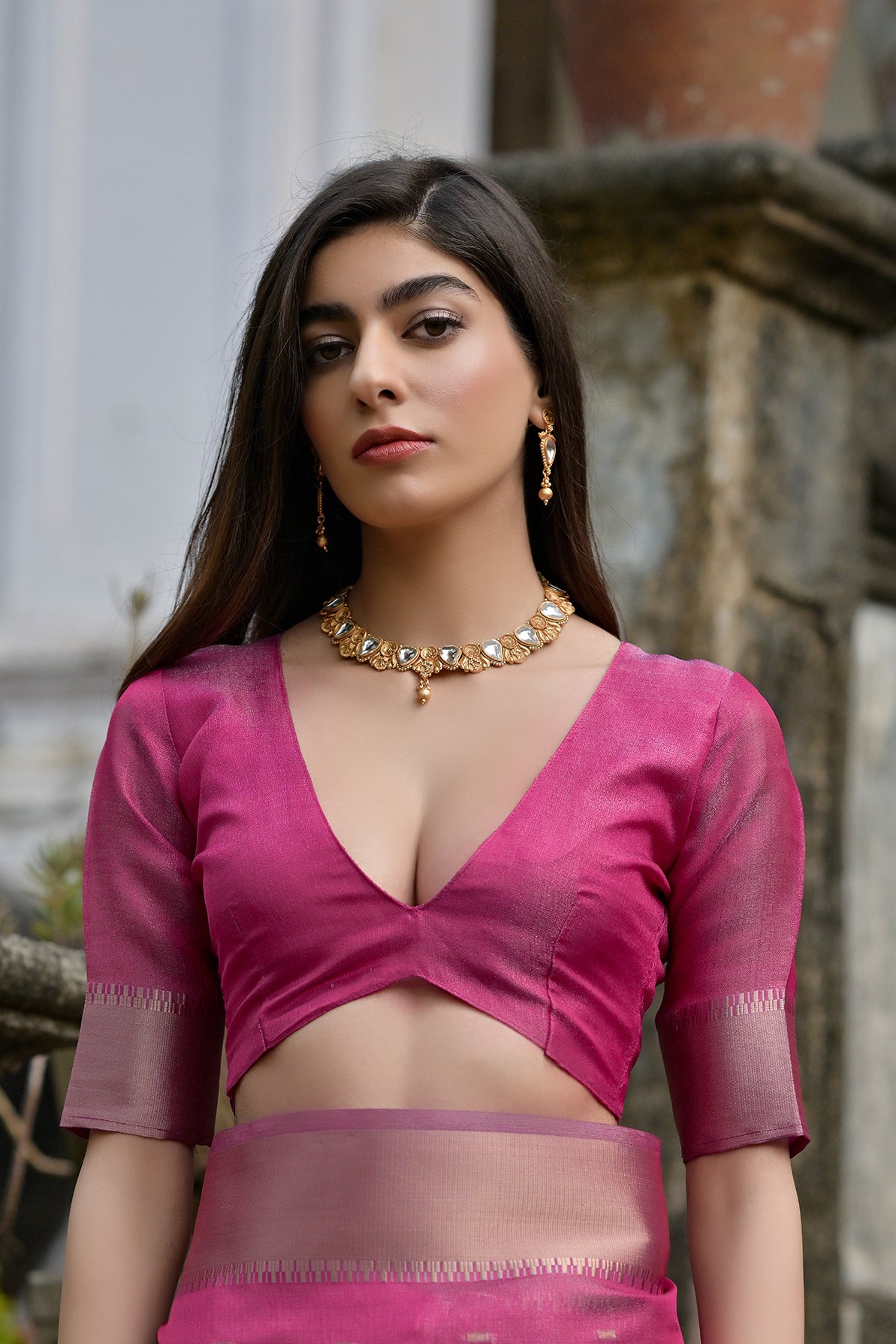 Pink Soft Tussar Silk Saree with Butti and Zari Pallu