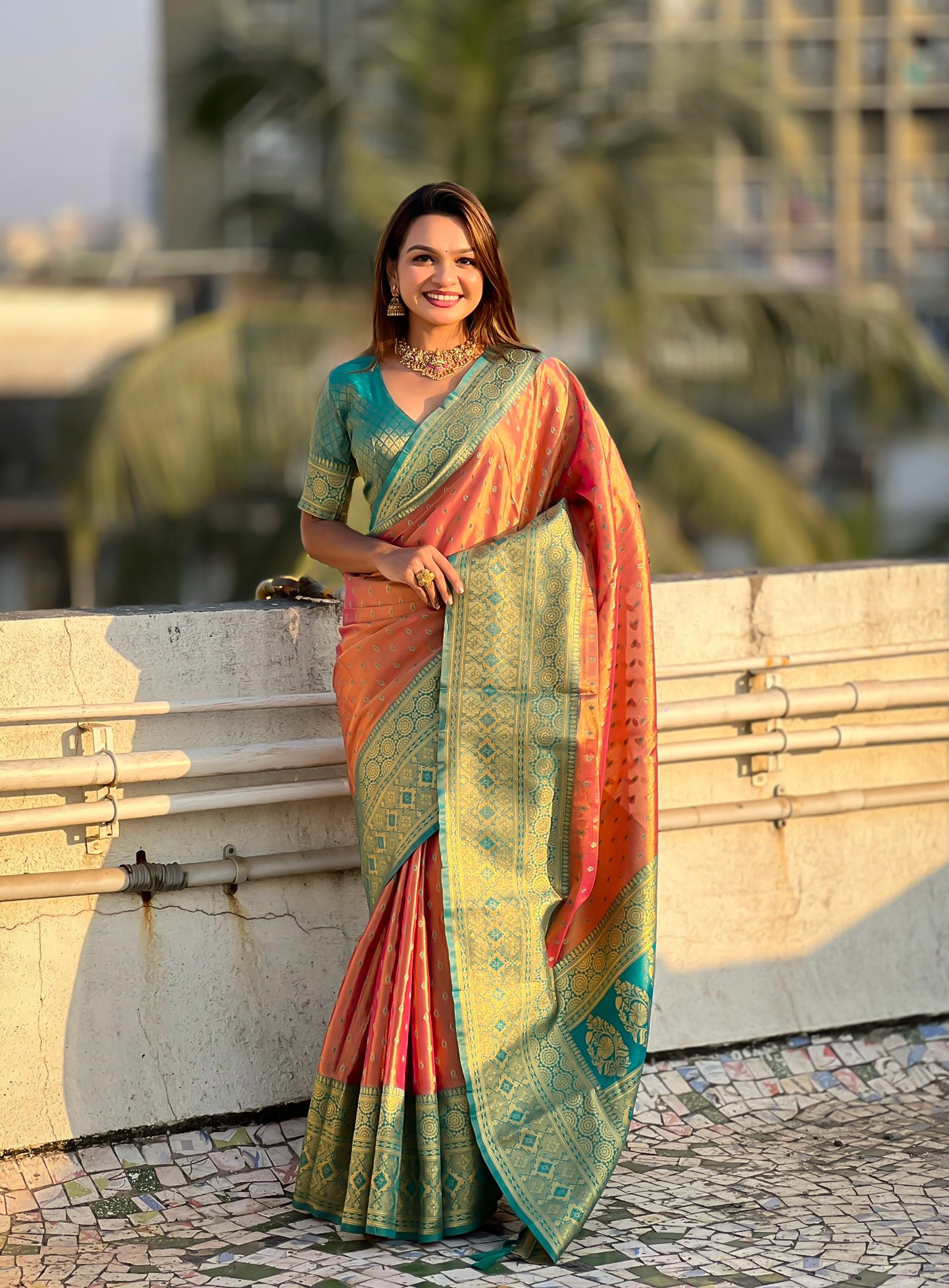 Pink Tissue Silk Heavy Woven Jari Designer Ethnic Ceremonial Saree