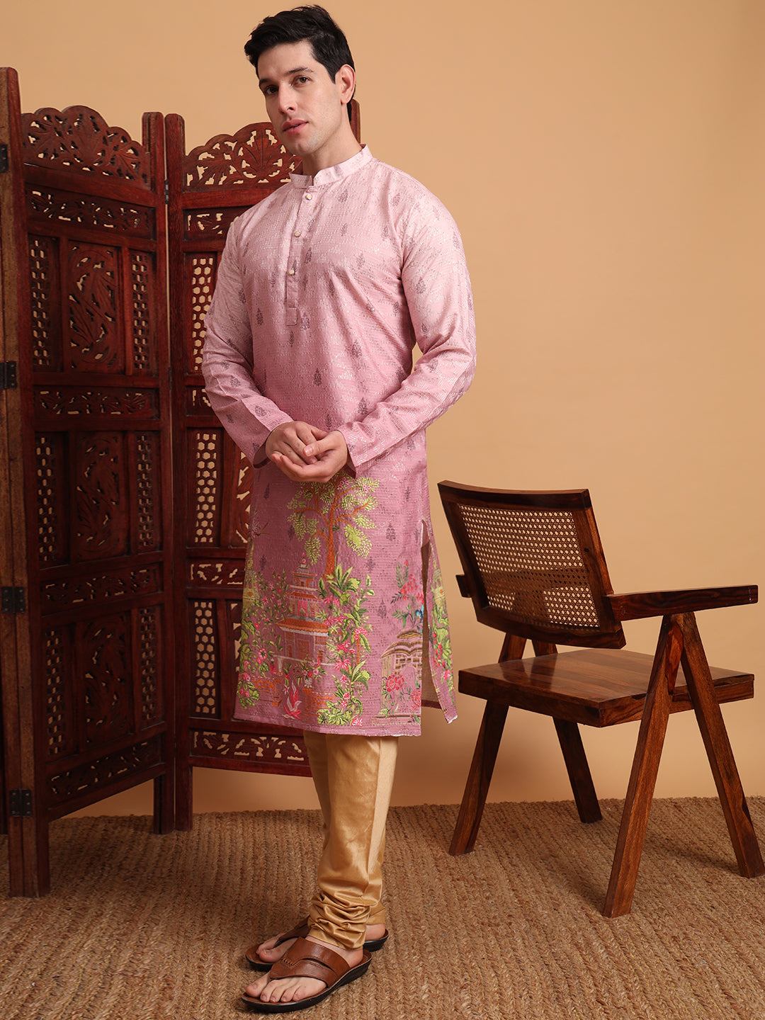 Pink Traditional Kurta for Ceremonial Looks