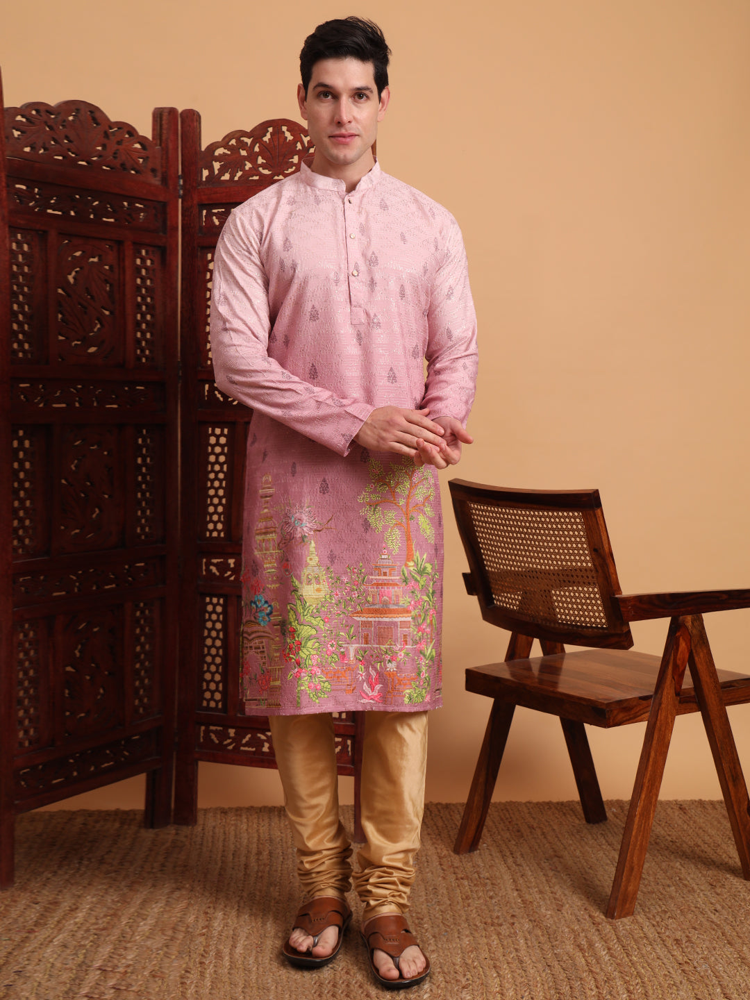 Pink Traditional Kurta for Ceremonial Looks