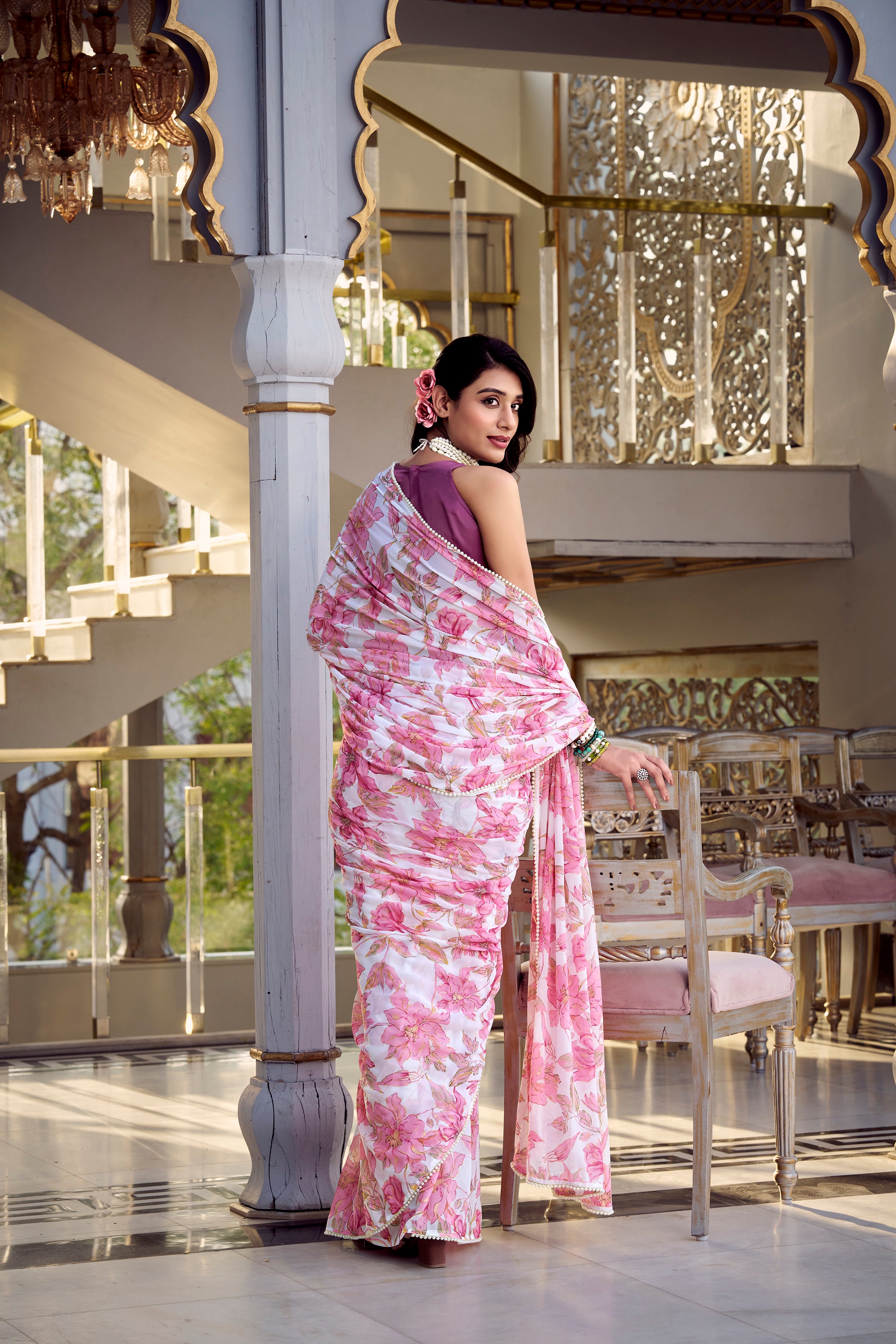 Pink Weightless Marble Sarees for Effortless Elegance