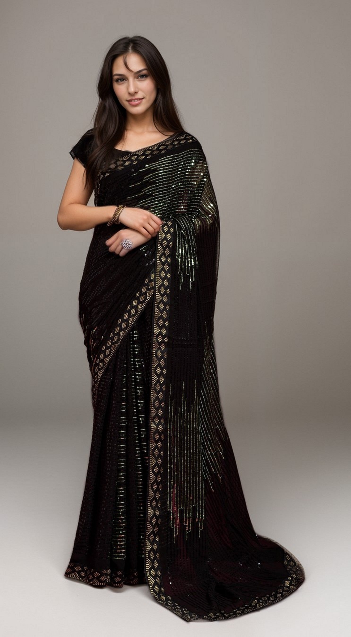 Pista Beautiful Bollywood Style Ceremonial Georgette Saree