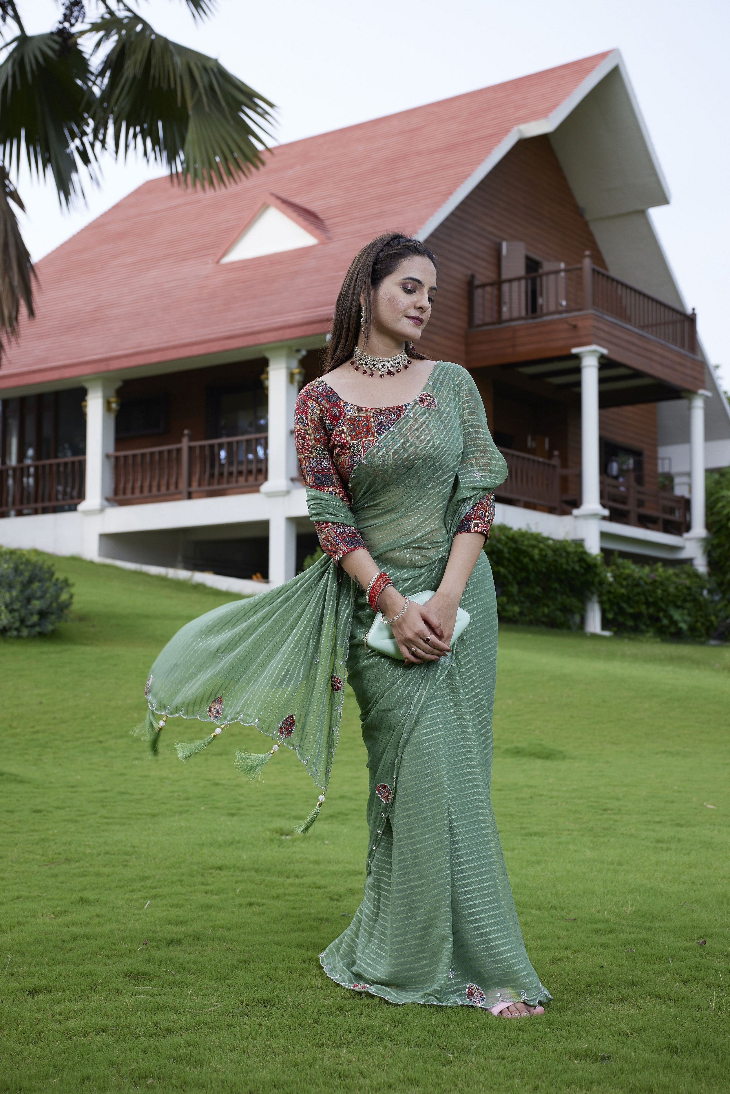 Pista Beautiful Designer Girlie Trendy Saree