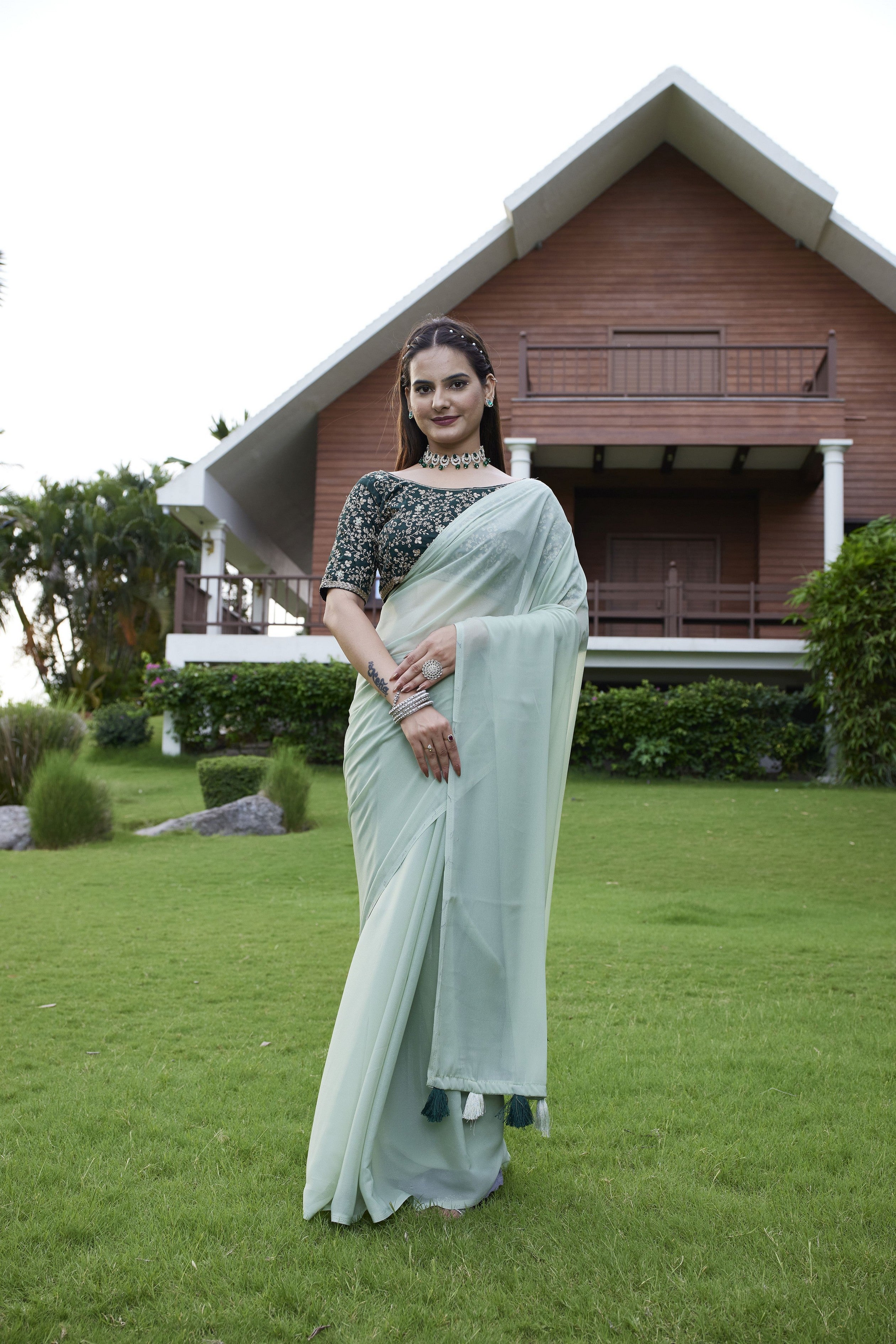 Pista Beautiful Fancy Saree With Embroidered Blouse