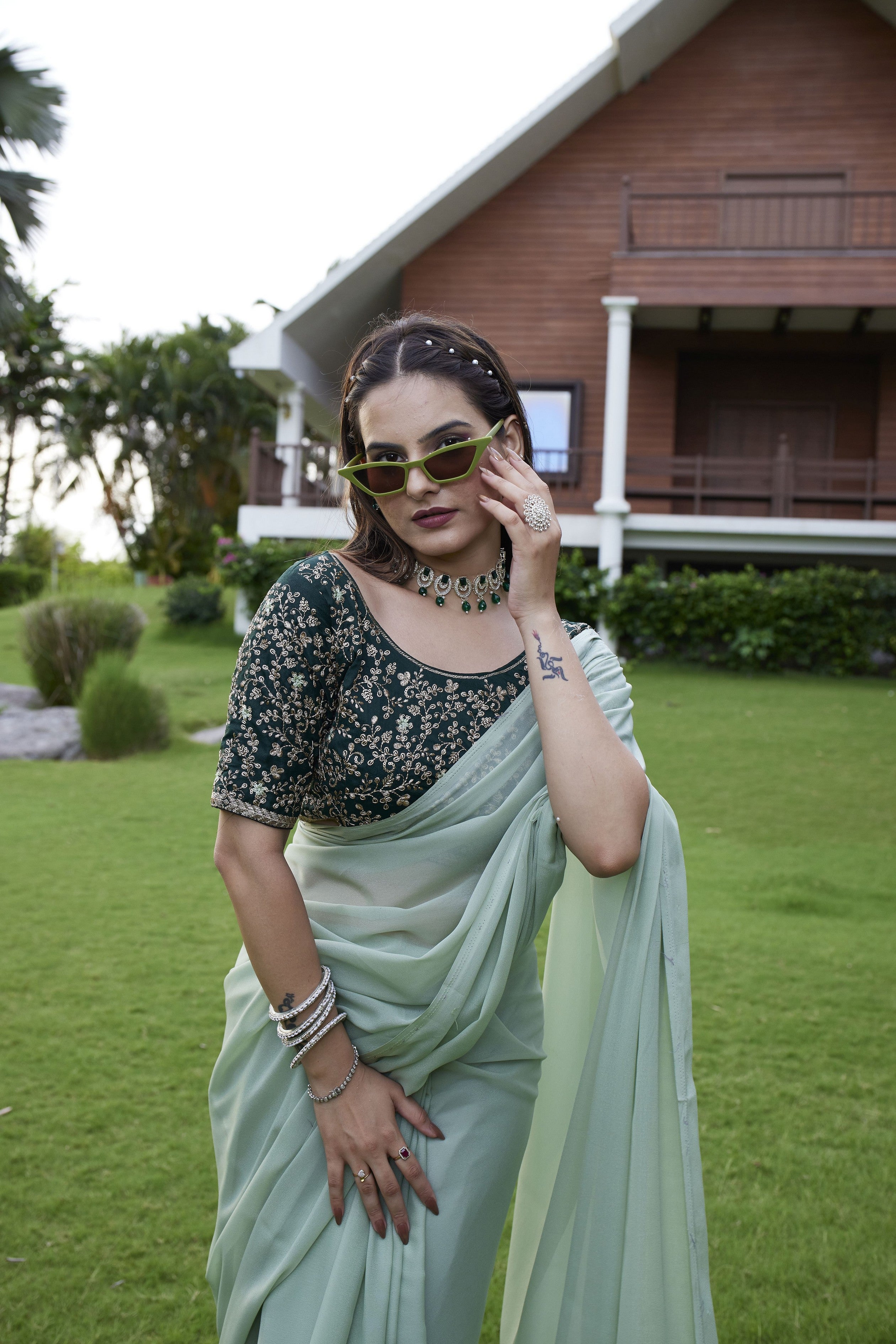 Pista Beautiful Fancy Saree With Embroidered Blouse