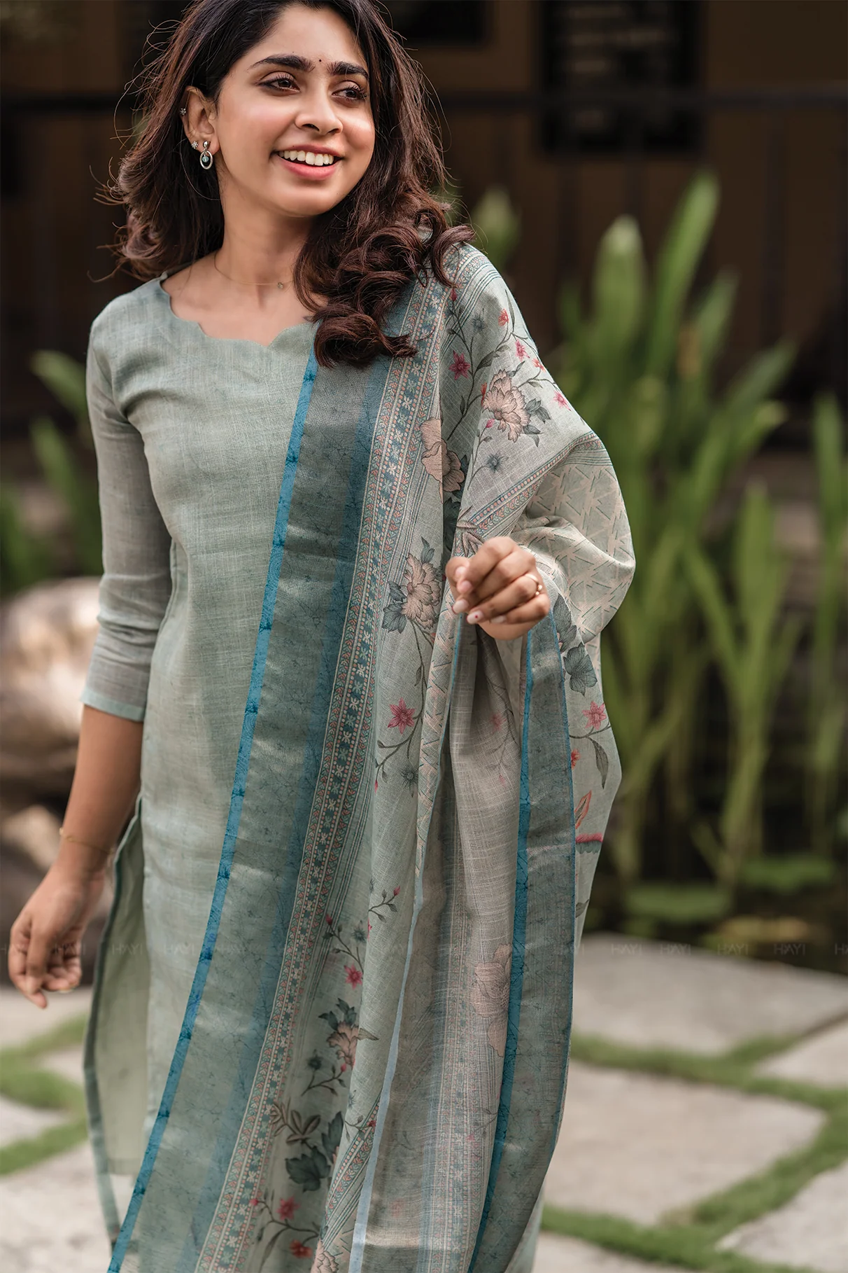 Pista Green Cotton Kurta Pant Set Printed