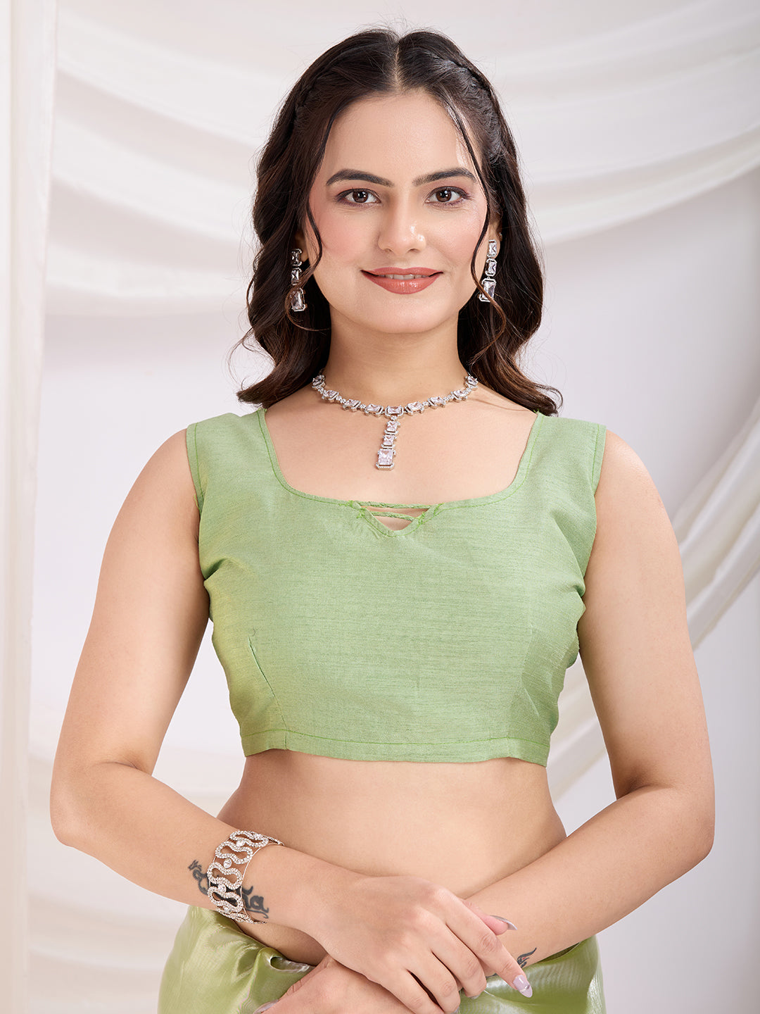 Pista Jimmi Choo Sequins Embroidery Work Ethnic Party Saree