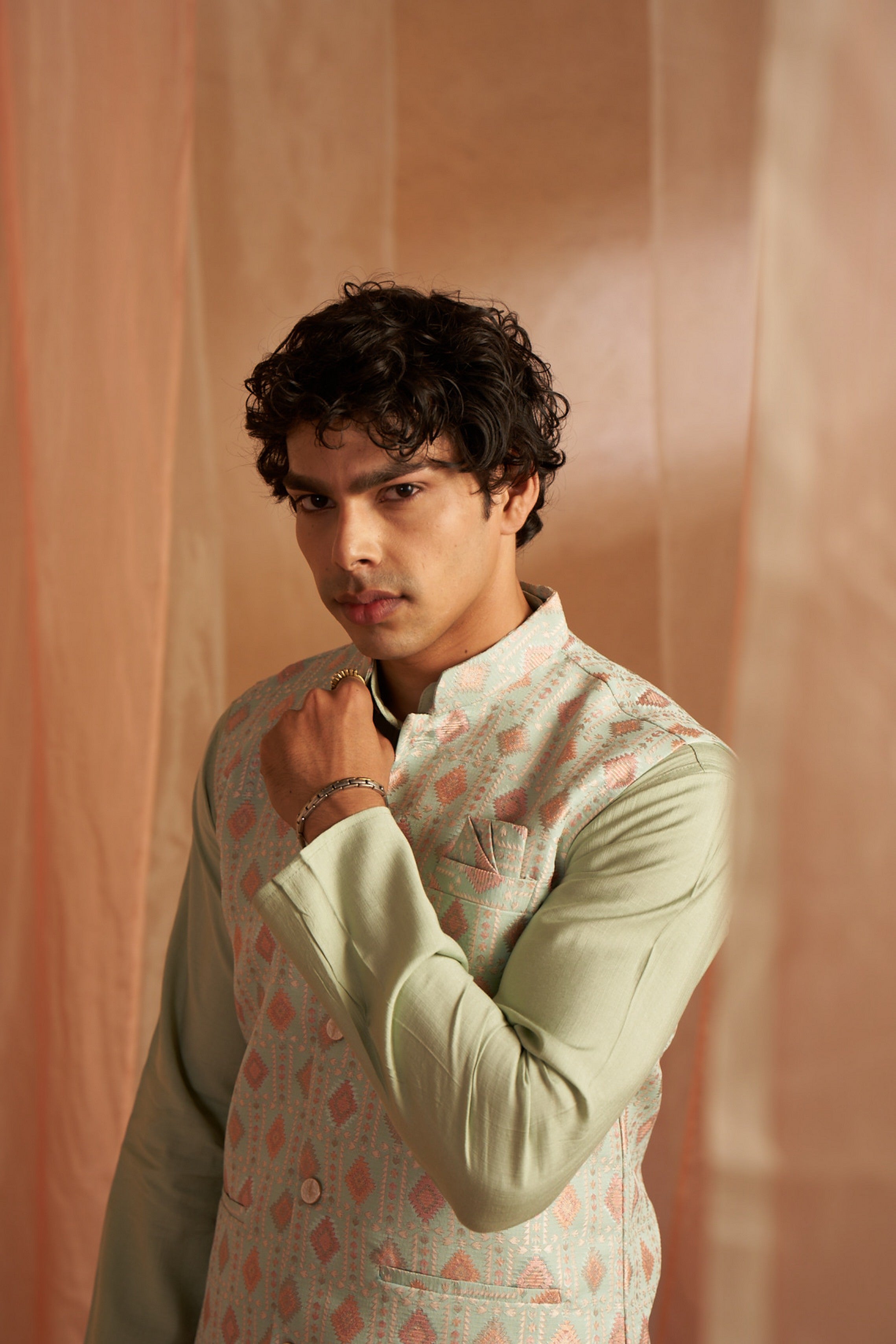 Pista Kurta Payjama with Nehru Jacket – Calm Tones for Classy Occasions
