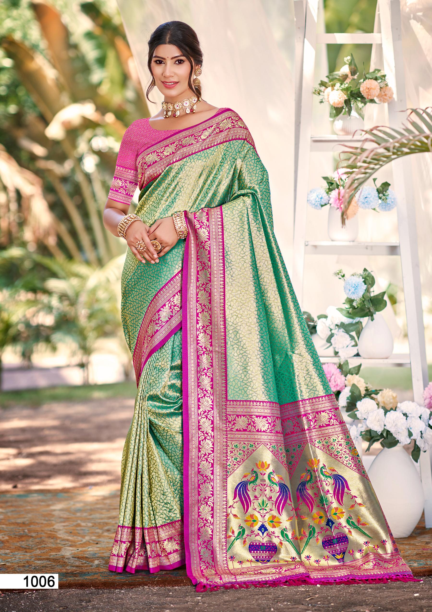 Pista Multi Color Kanjivaram Silk Saree With Effortless Style and Everyday Grace
