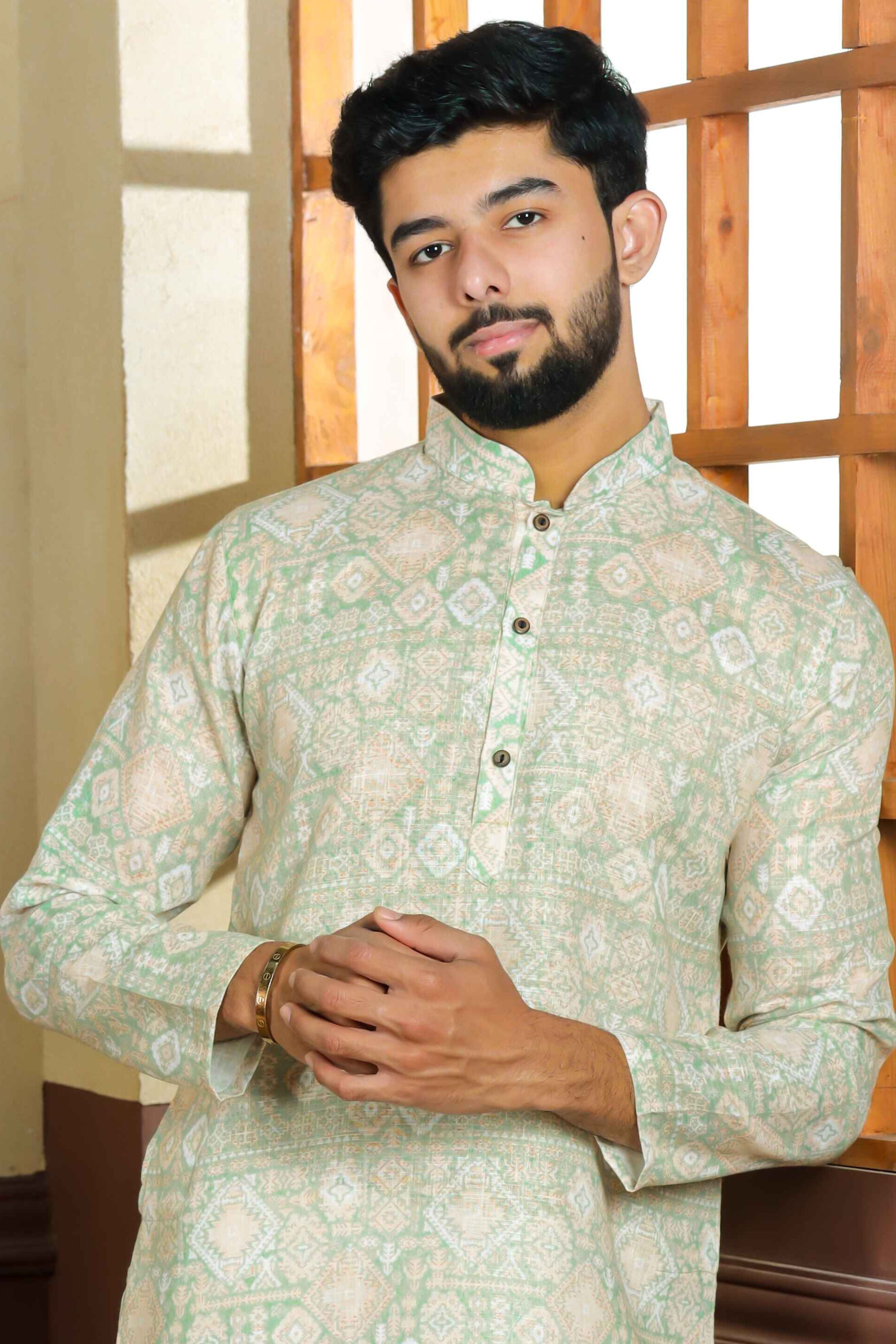 Pista Sophisticated Kurta Pajama for Ceremonial Wear