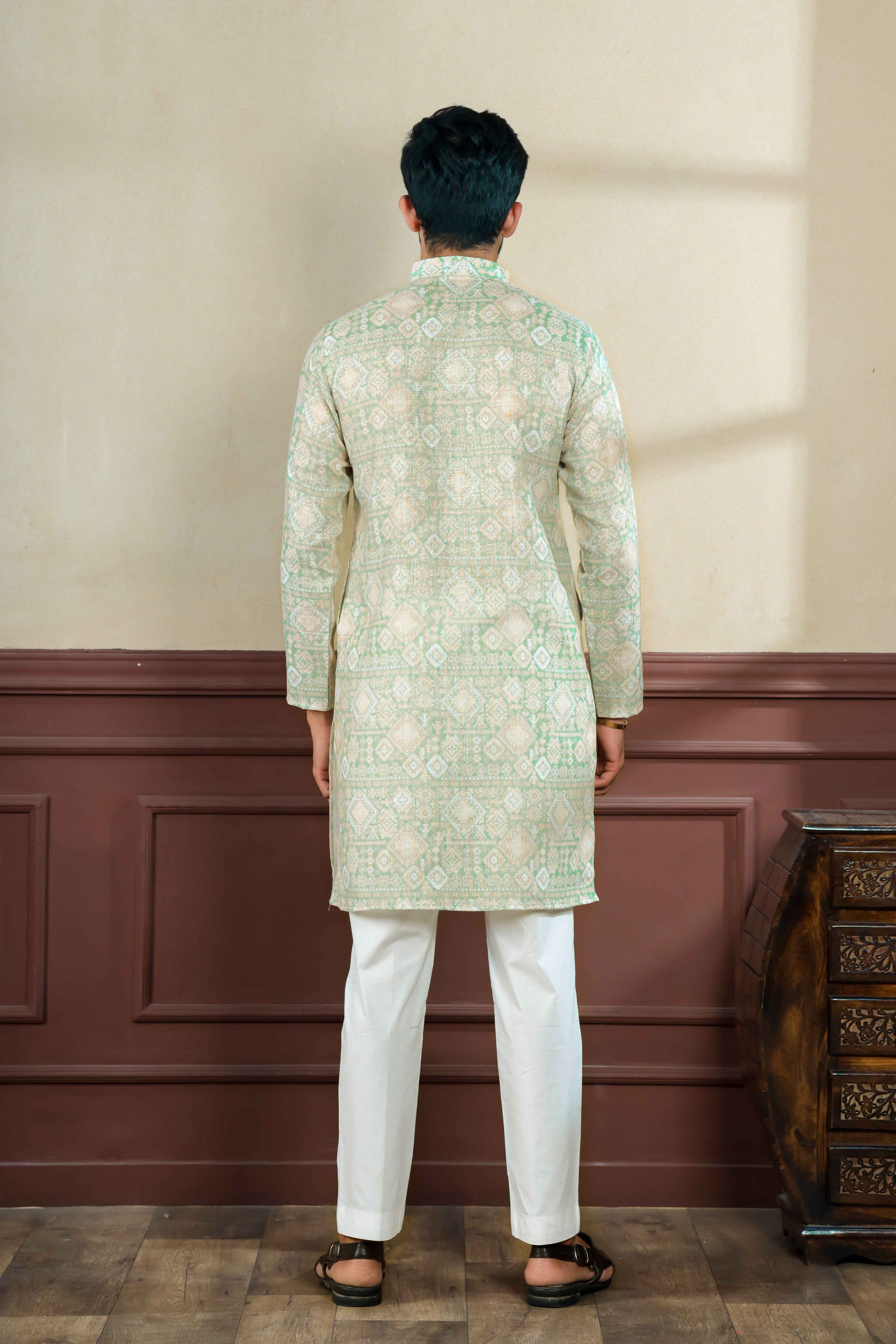 Pista Sophisticated Kurta Pajama for Ceremonial Wear