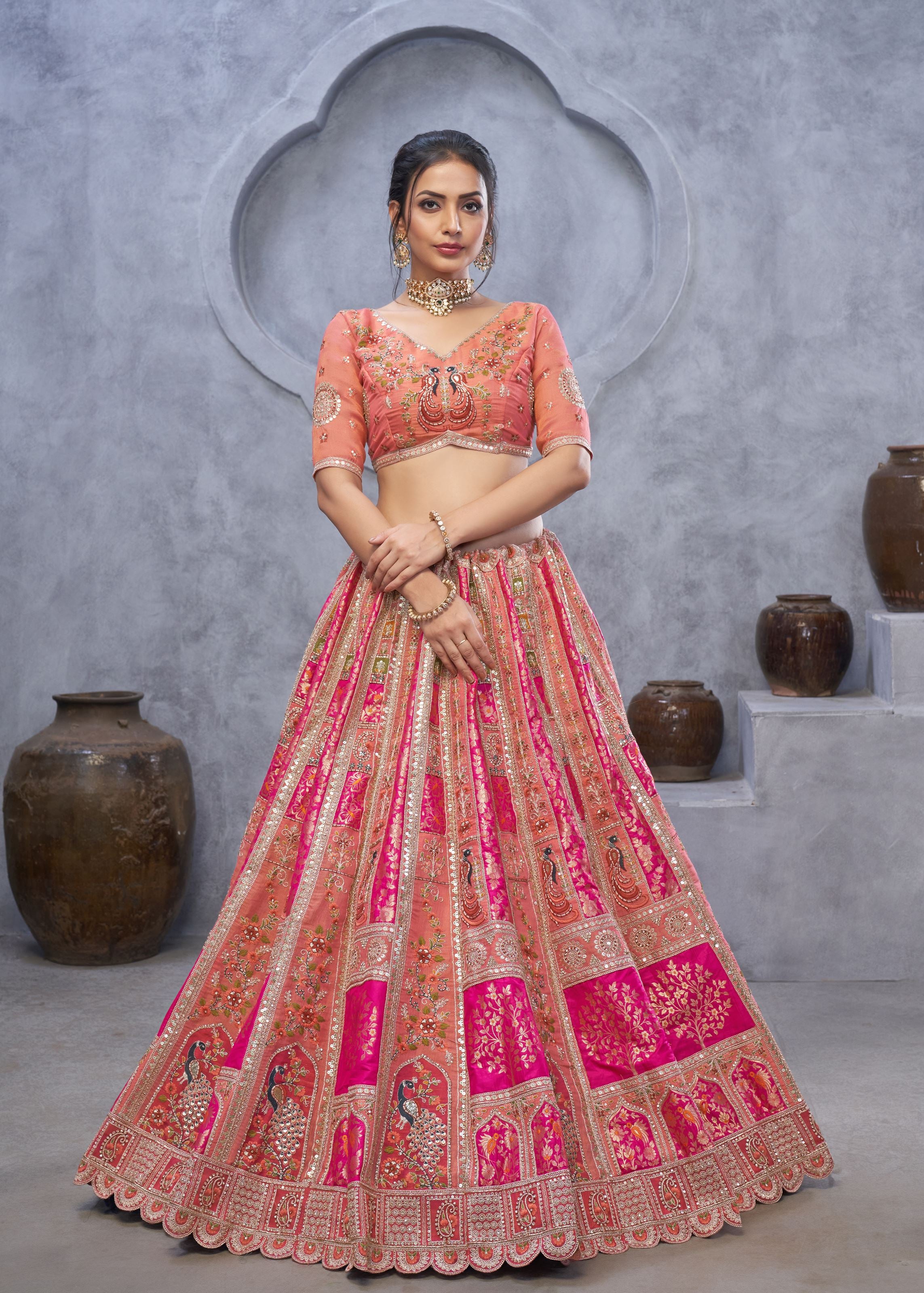 Plush Pink Lehenga Choli With Thread And Sequin Work