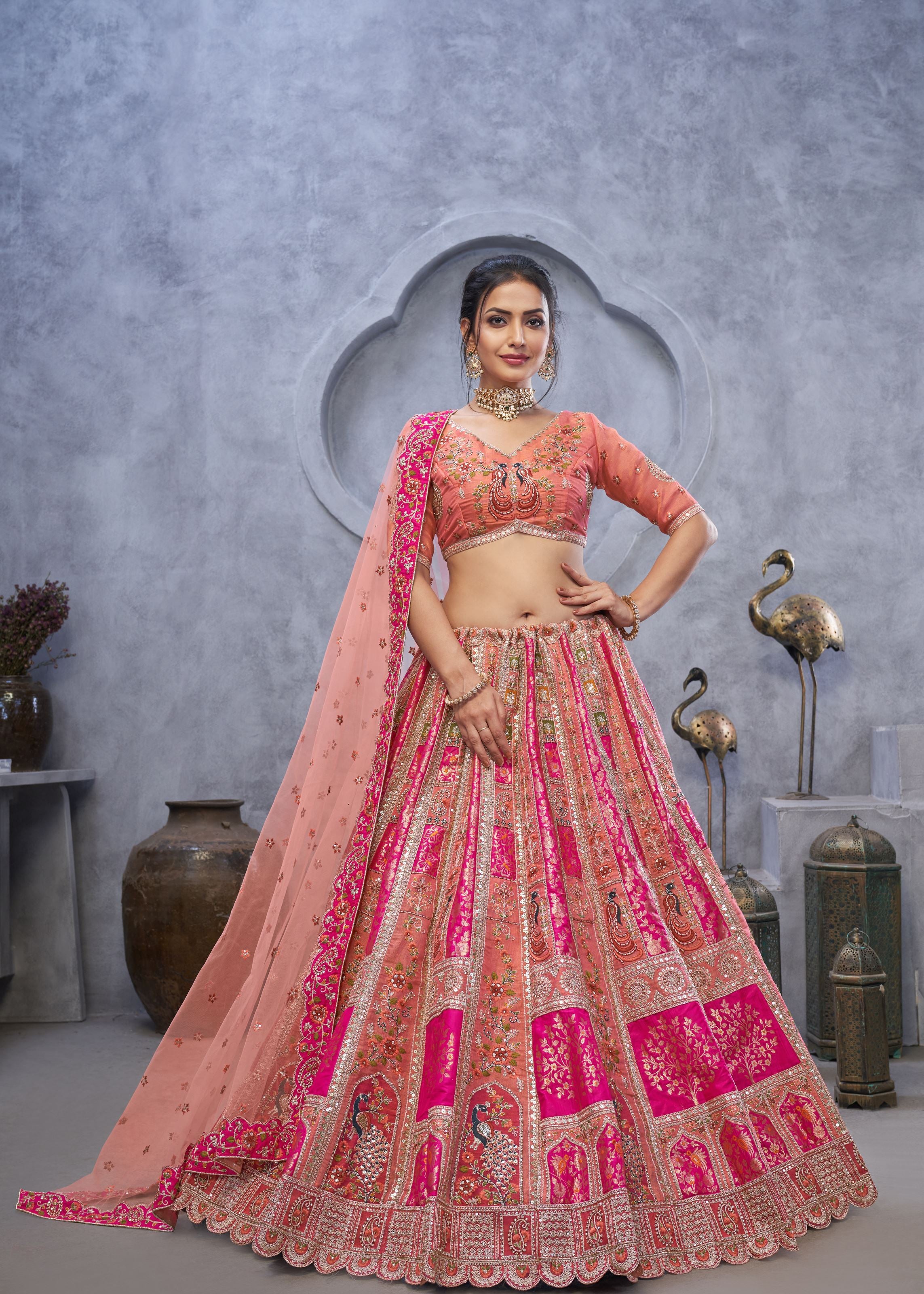 Plush Pink Lehenga Choli With Thread And Sequin Work